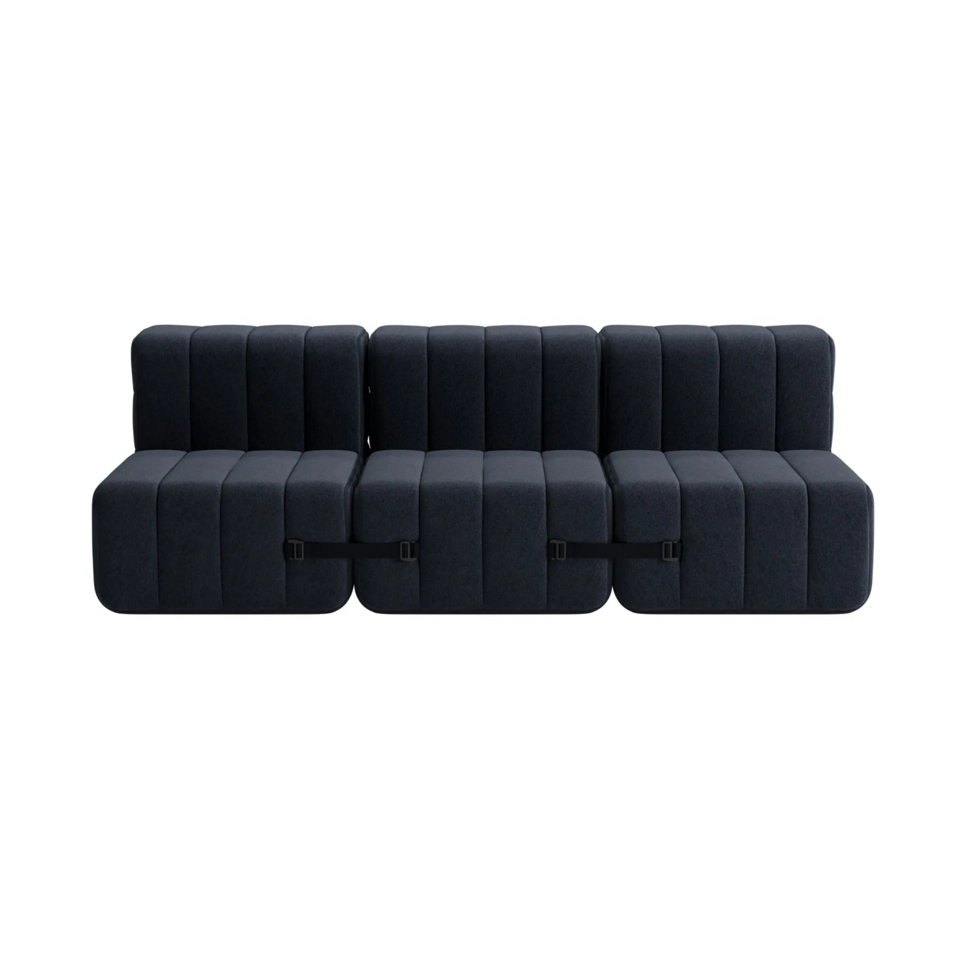 Modern and stylish Curt Sofa System in Fabric Jet, perfect for contemporary living spaces with its sleek design and comfortable seating