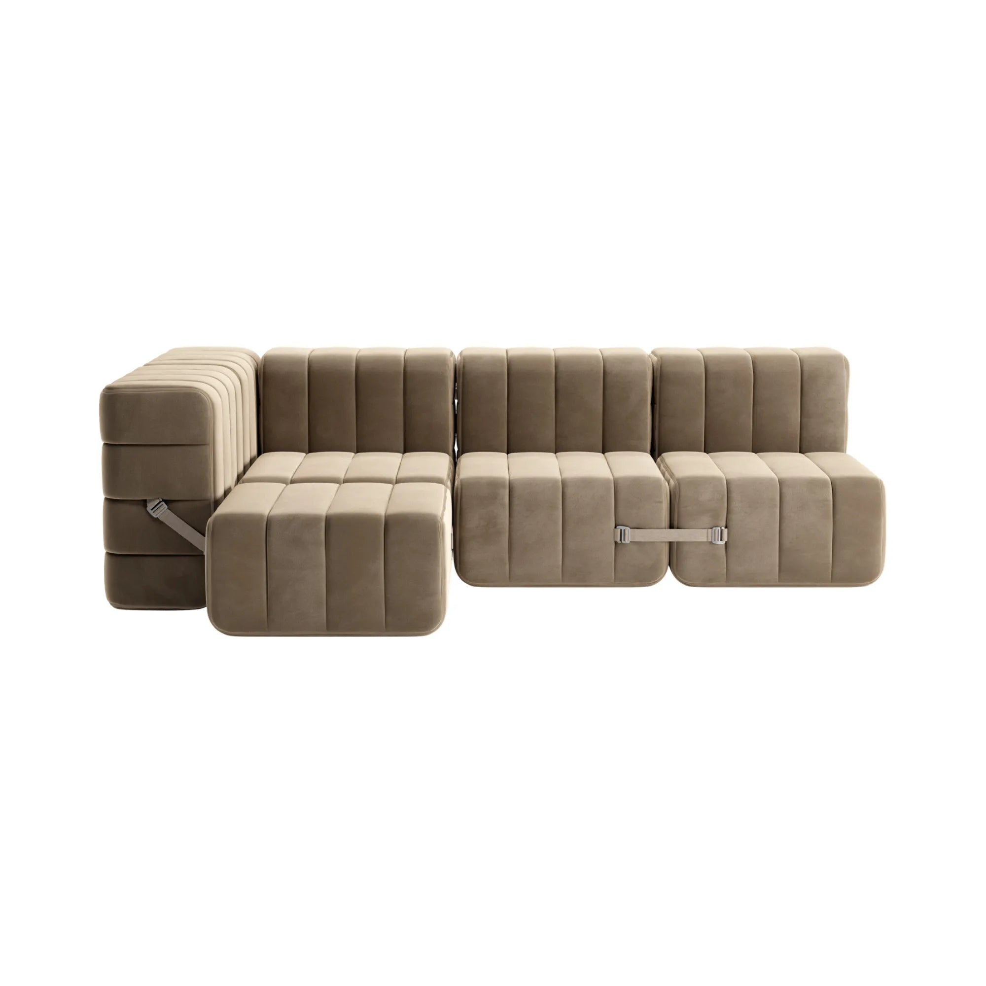 Curt Sofa System - Fabric Barcelona in White with Chaise Lounge