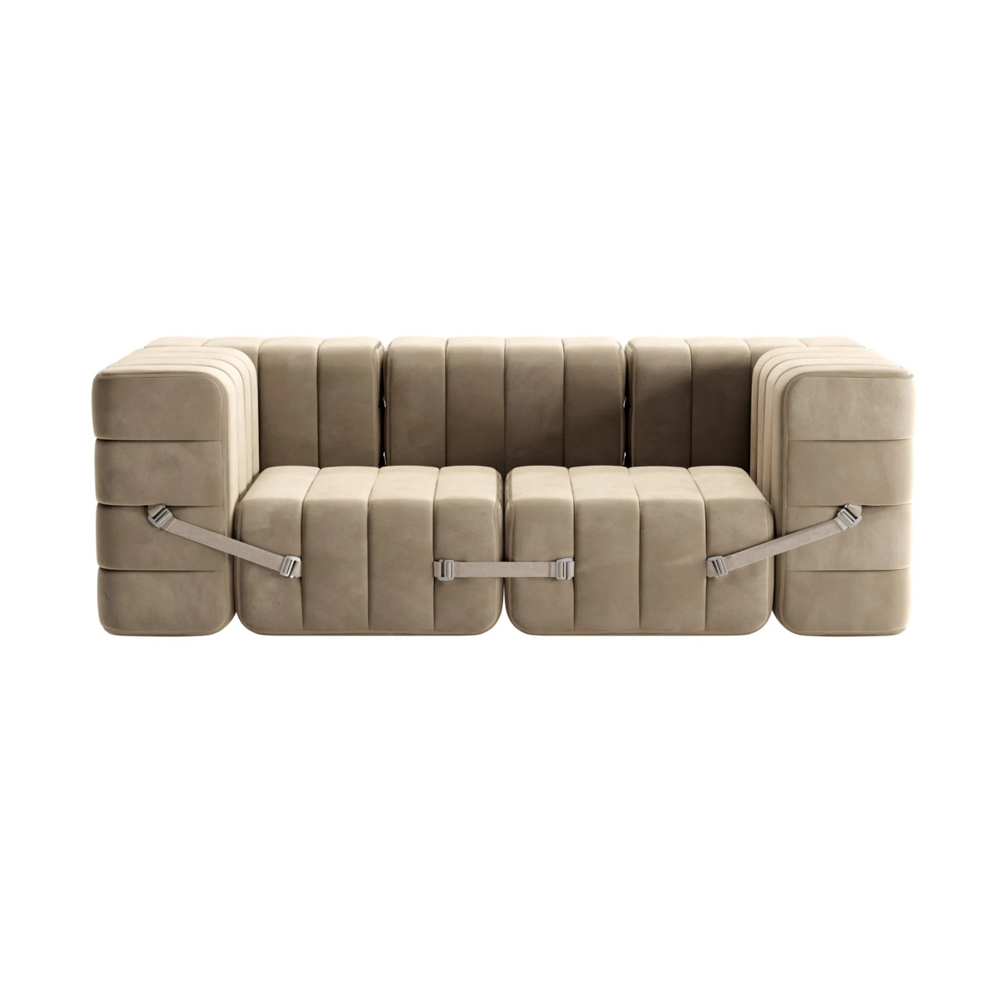 Curt Sofa System - Fabric Barcelona in Brown with Recliner