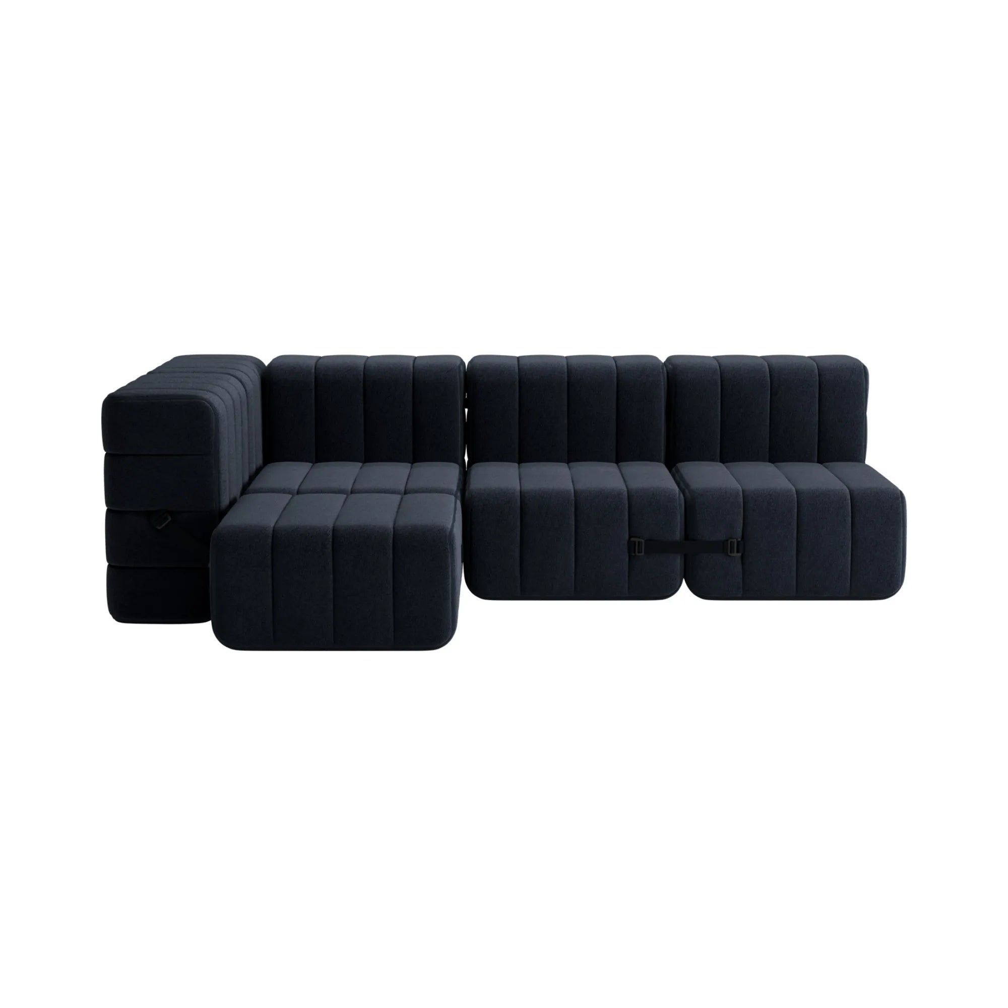 Modern and stylish Curt Sofa System in Fabric Jet, perfect for contemporary living spaces