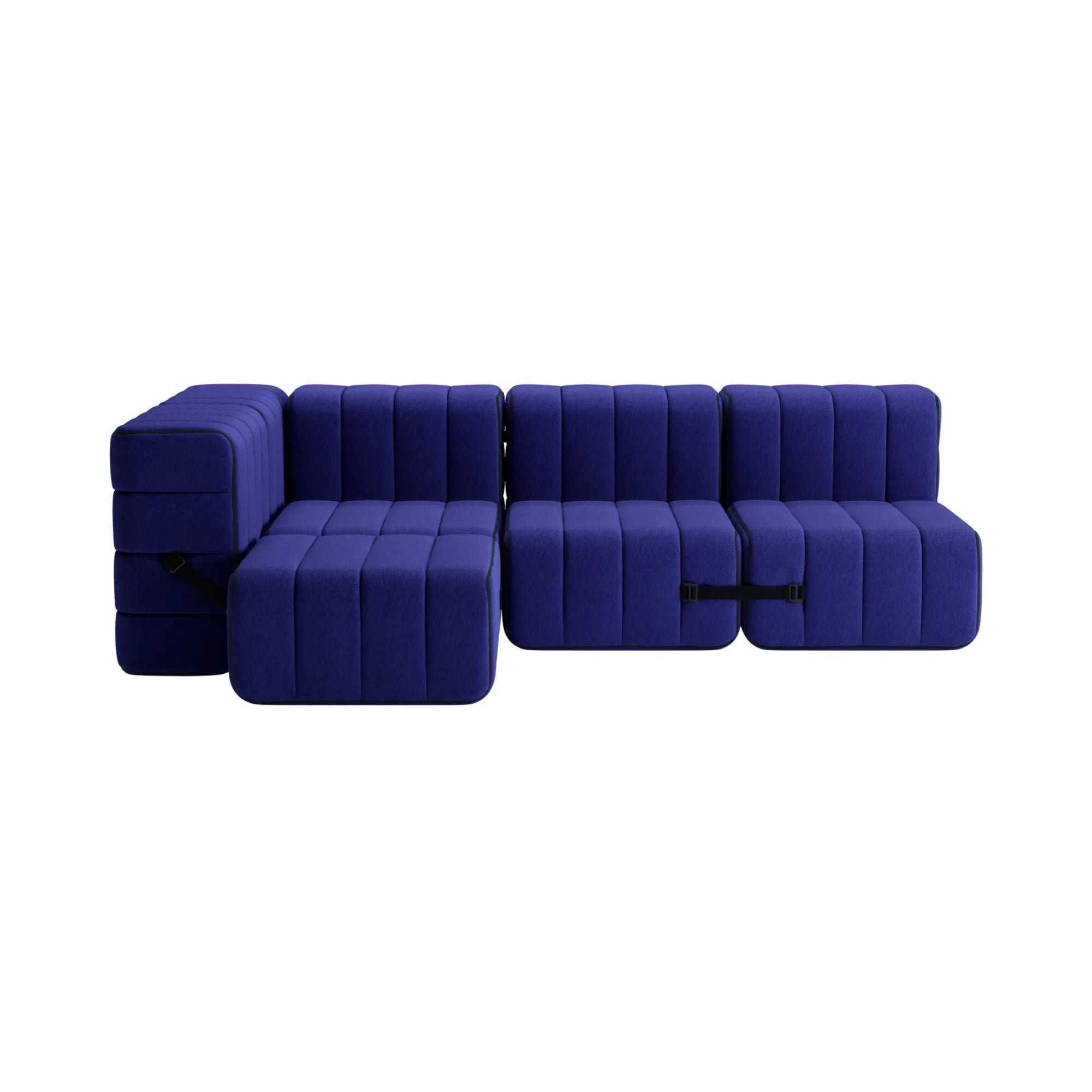 Modern and stylish Curt Sofa System in Fabric Jet, perfect for contemporary living rooms