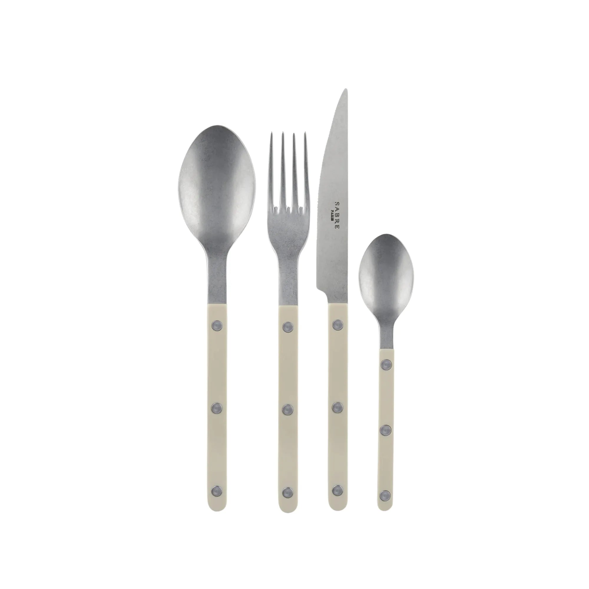 Vintage Bistrot Solid Cutlery Set with Embossed Geometric Patterns