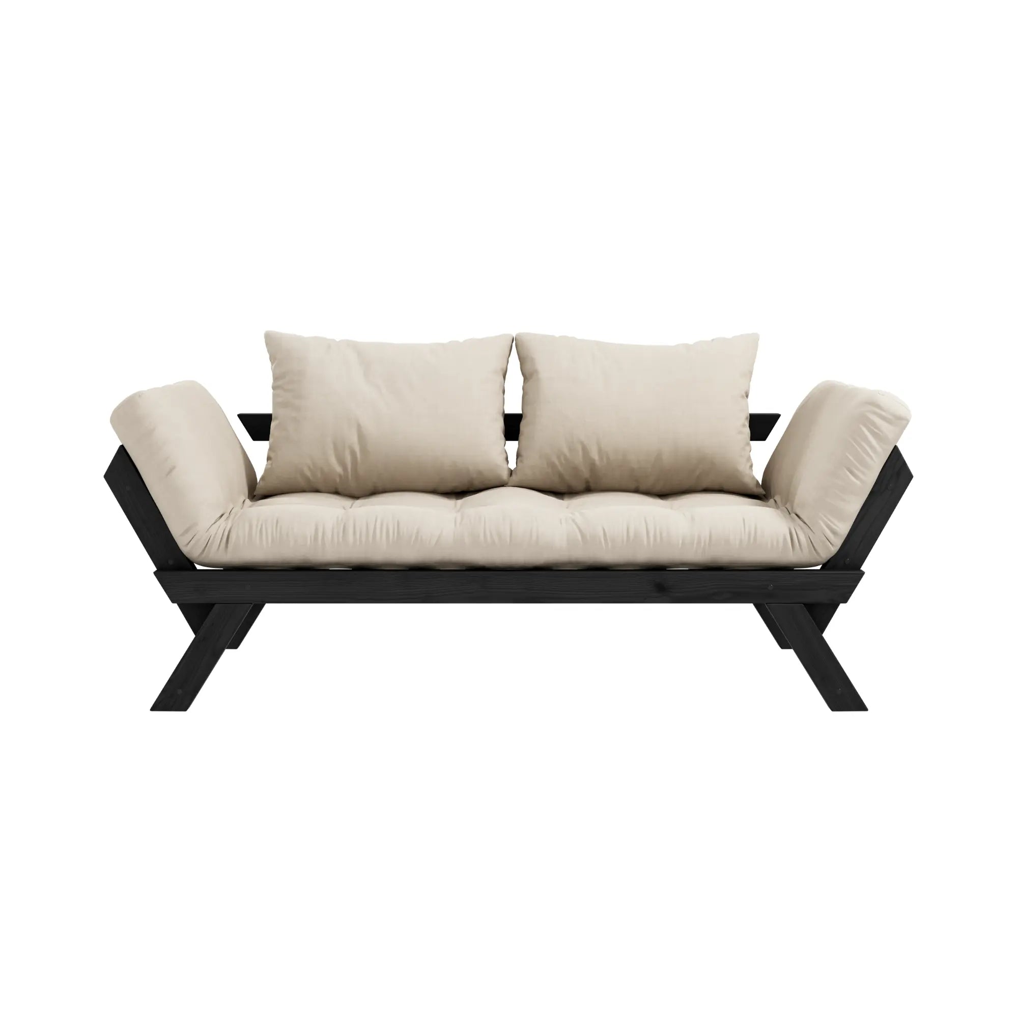 Bepop Sofa in rich velvet fabric with tufted backrest and track arms