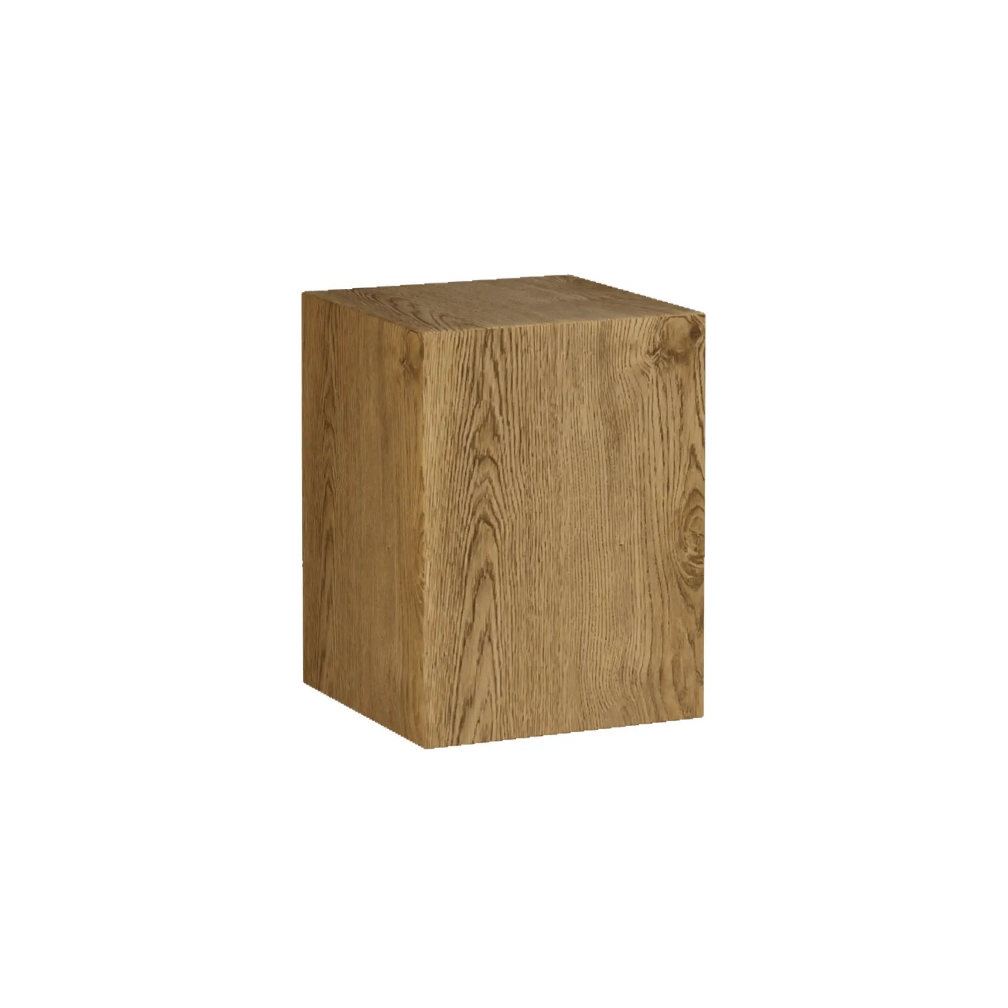 Coi Wood Pillar standing candle holder in natural finish on white background