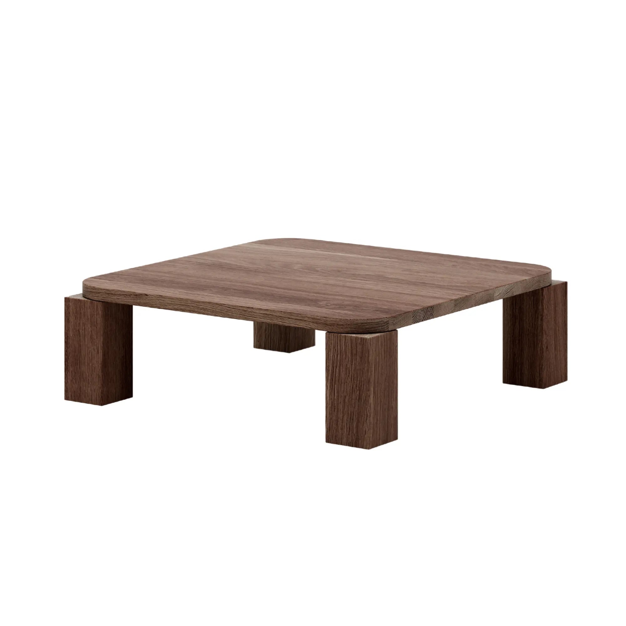 Modern square coffee table with black metal legs and wooden top