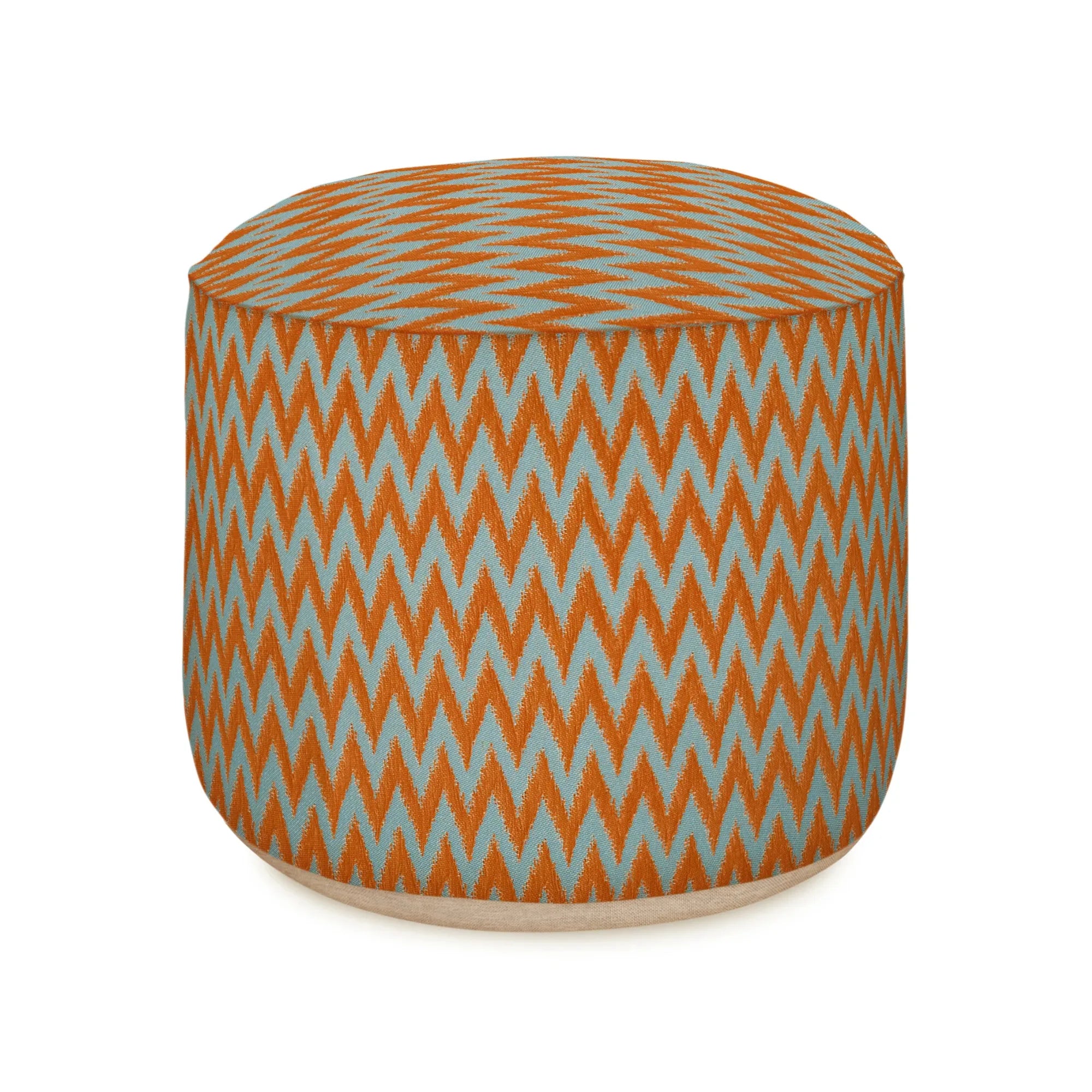 Outdoor Rosita Pouf in natural woven material, perfect for patio or garden seating