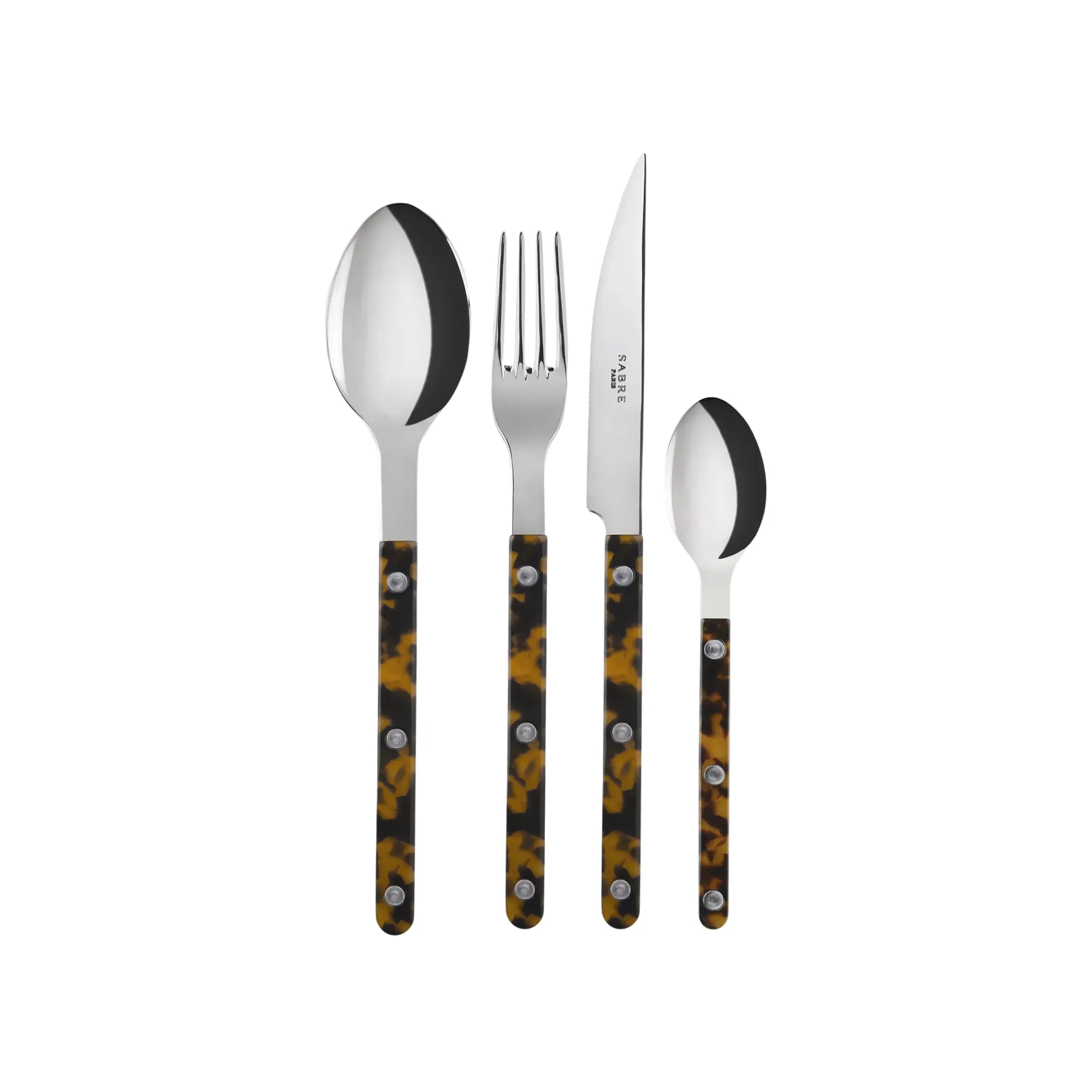 Beautiful Bistrot Tortoise Cutlery Set with elegant tortoiseshell pattern handles