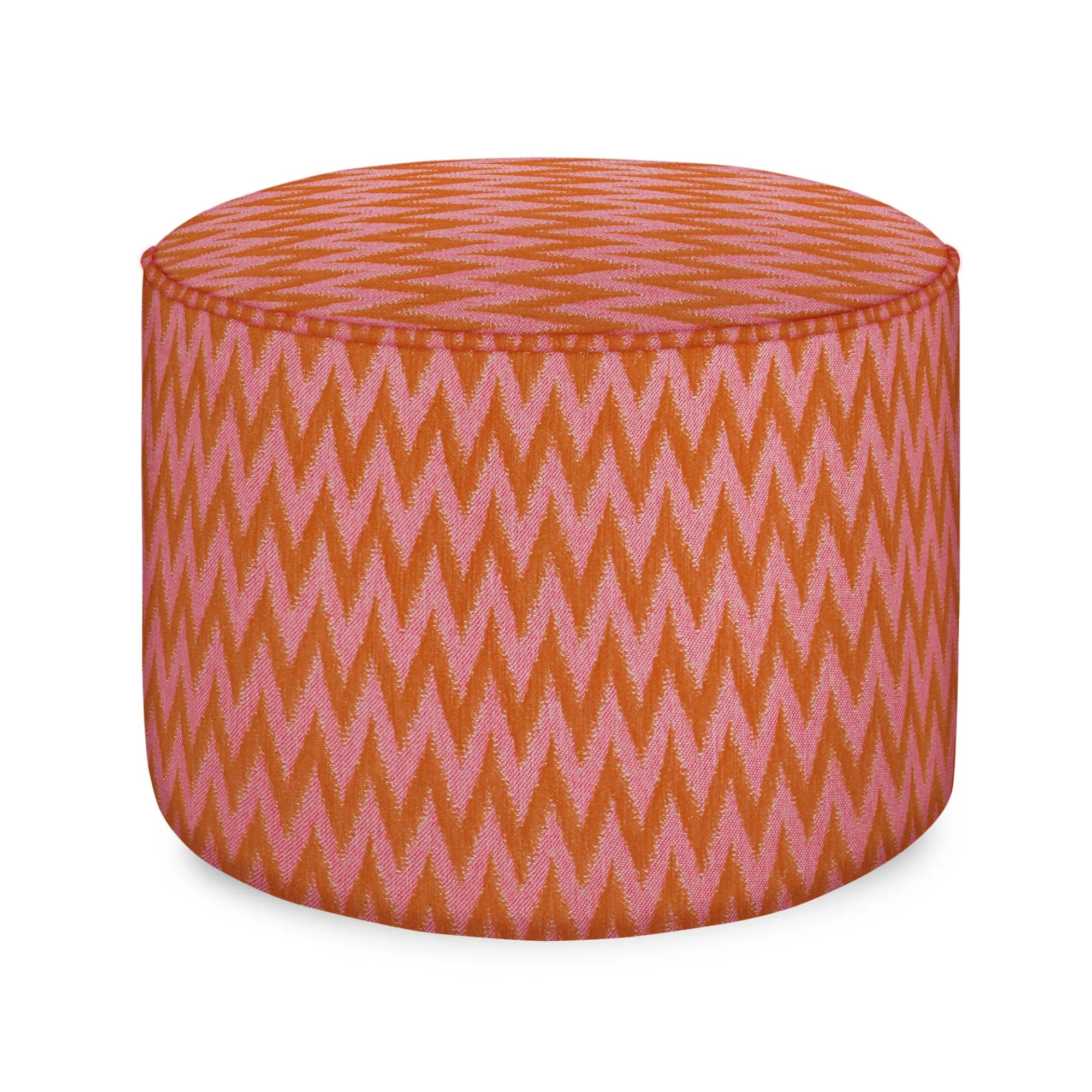 A beautiful handcrafted Rosita Pouf in soft pink velvet fabric