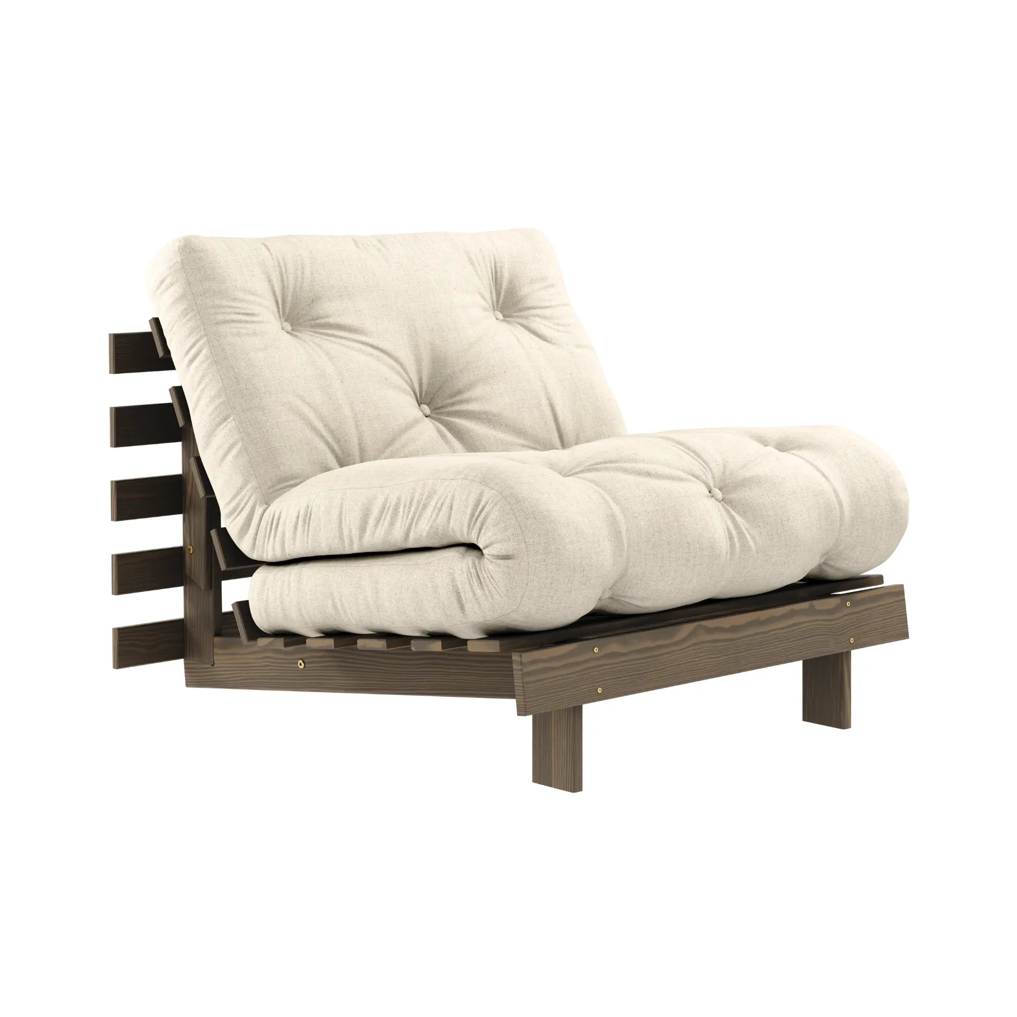 Stylish Roots Sofa Bed with Reclining Backrest and Cup Holders