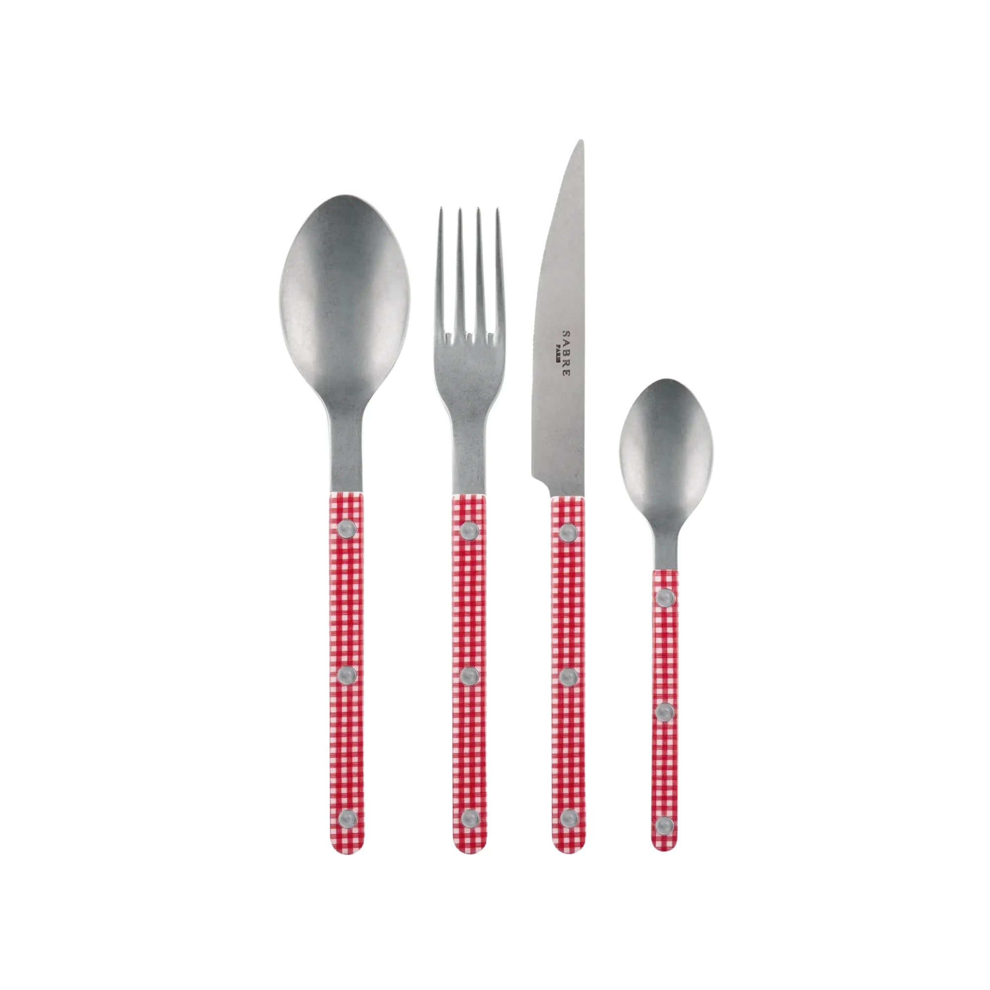 Vintage-inspired Bistrot Gingham Cutlery Set with classic checkered pattern and rustic charm for stylish table settings