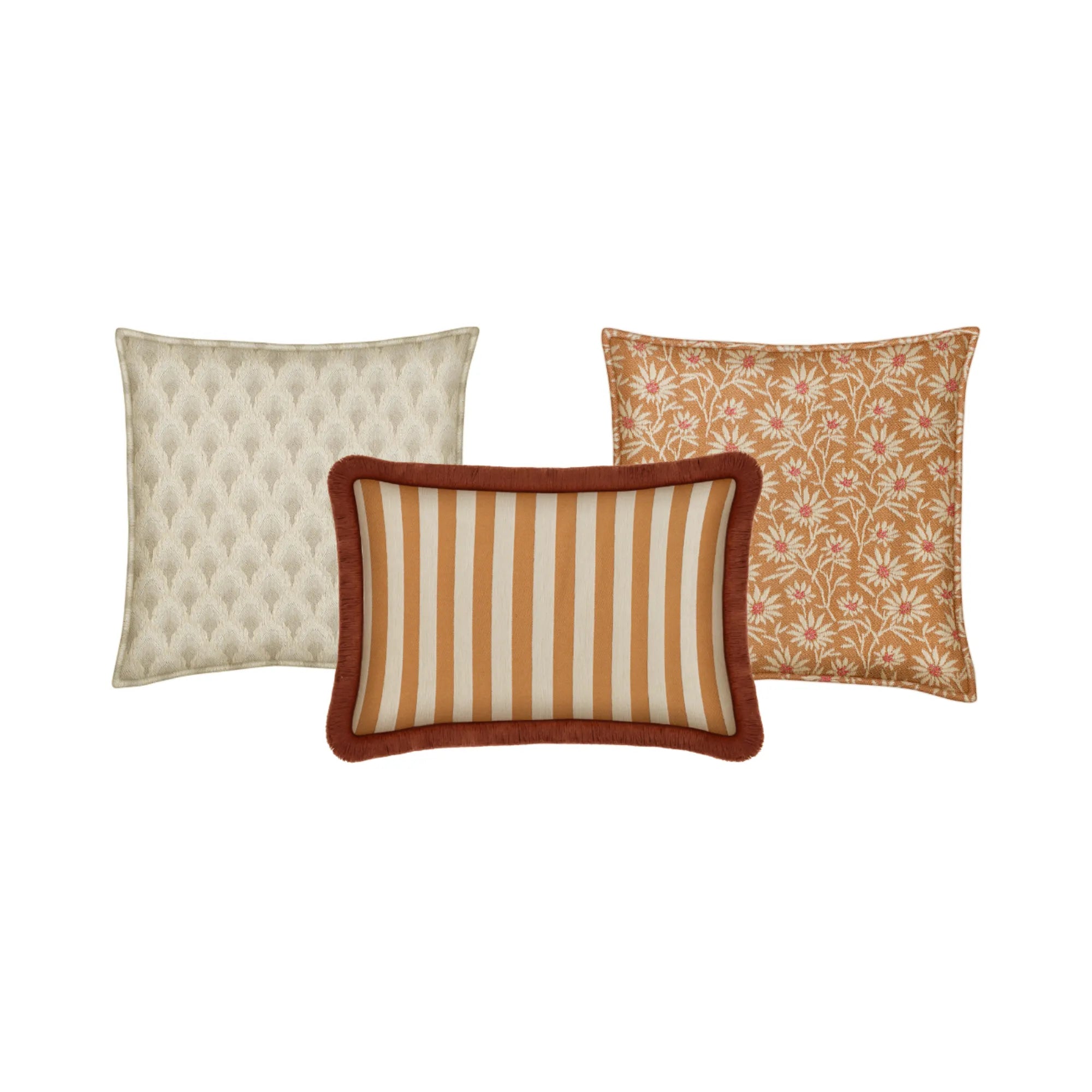 The Sunset Glow Cushion Set - S, a beautiful outdoor seating arrangement perfect for enjoying the warm hues of the setting sun