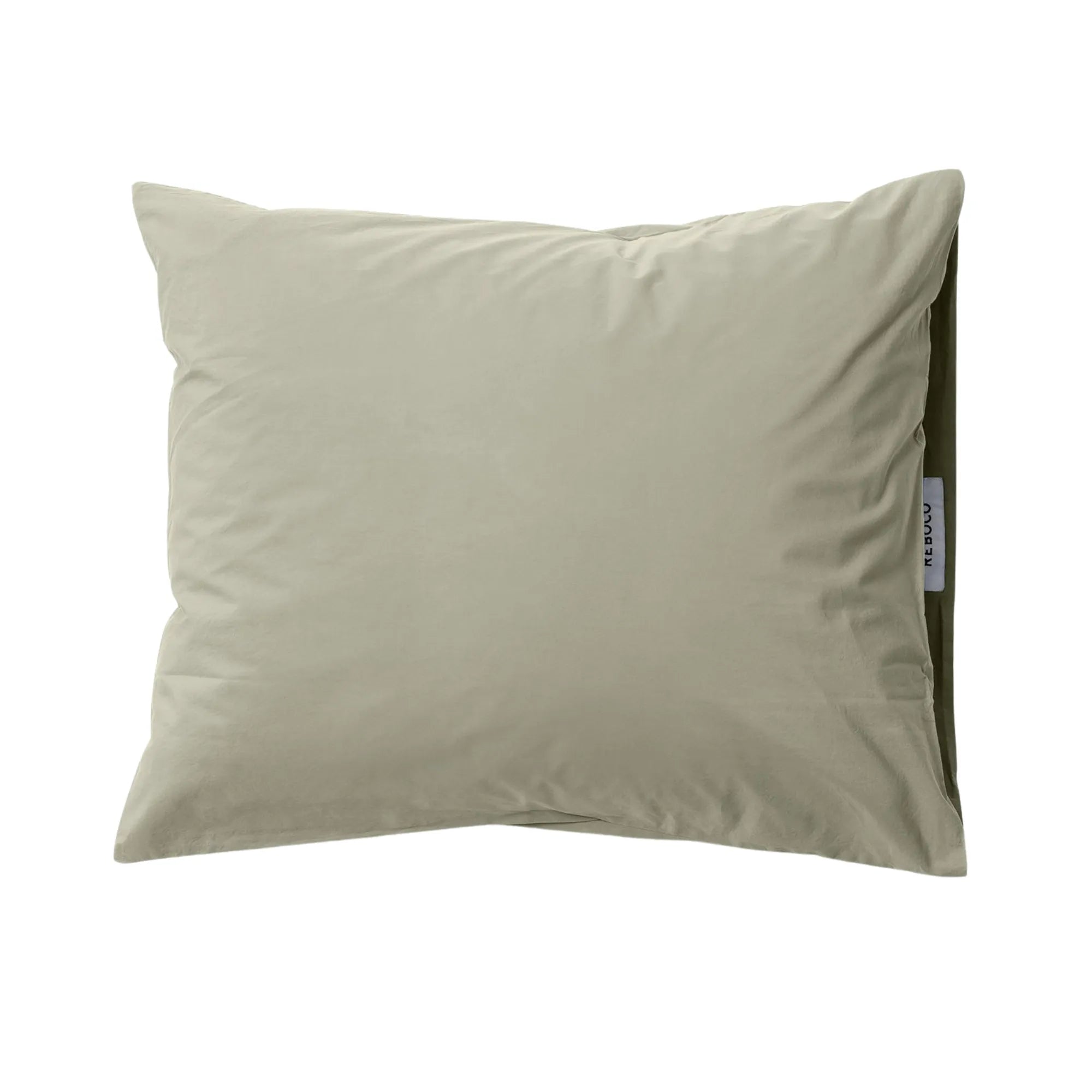 High-quality sage green cotton percale bedding for a luxurious bedroom setting