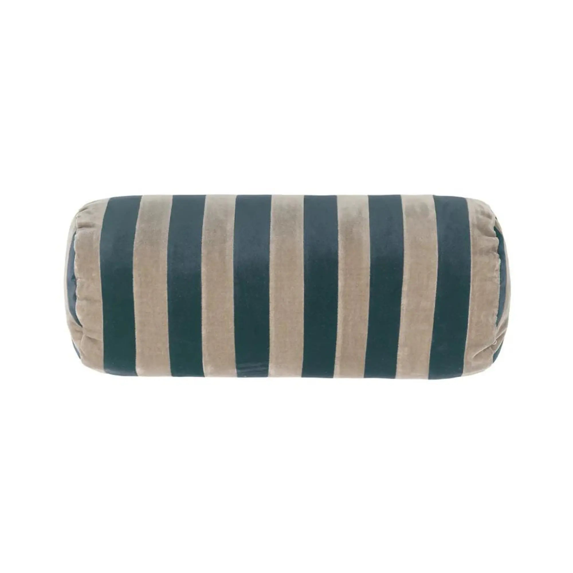 White and gray striped bolster pillow with soft and plush fabric