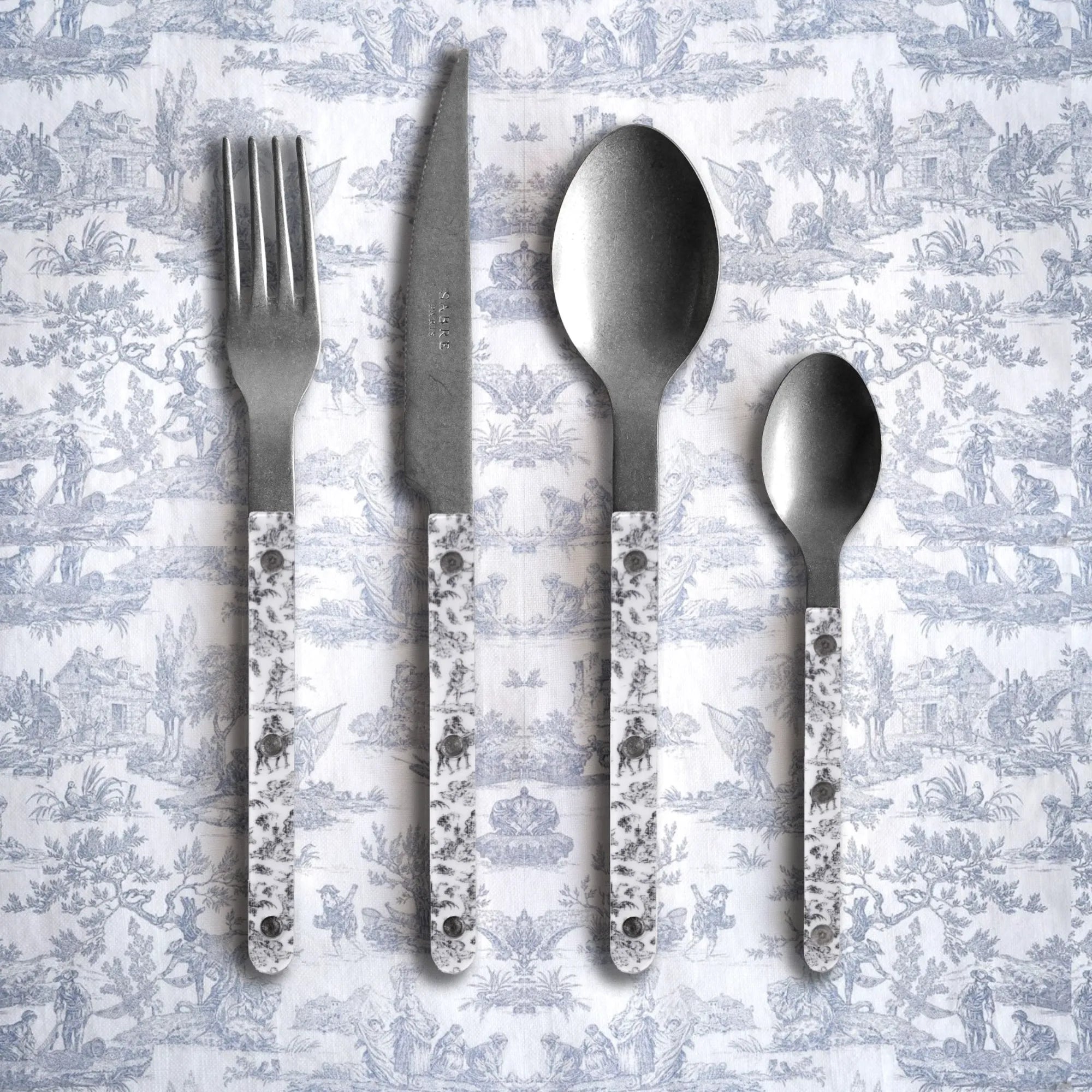 Elegant Bistrot Toile Cutlery Set with stainless steel construction