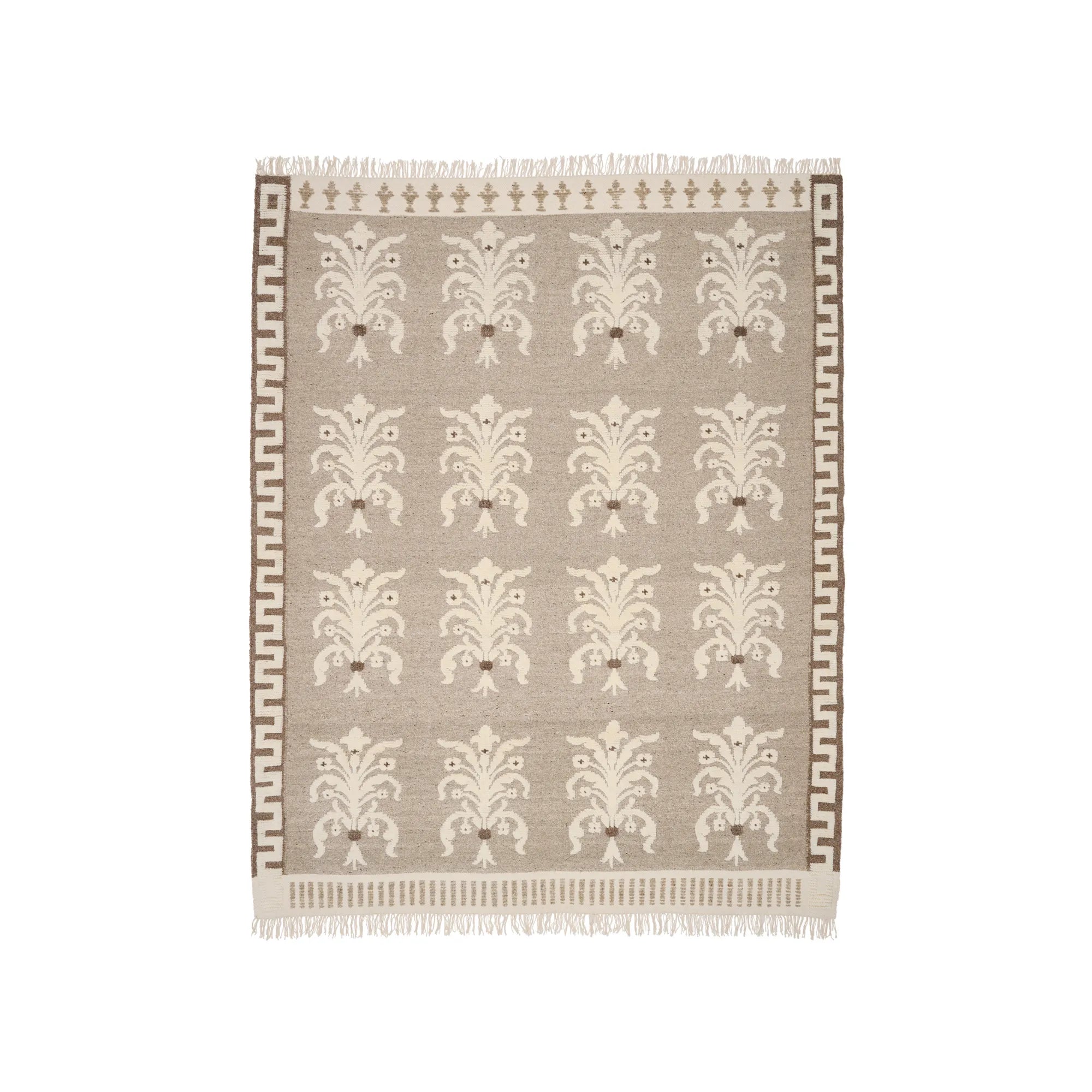 Hand-woven wool rug in rich burgundy and cream color, perfect for adding warmth and style to any living space