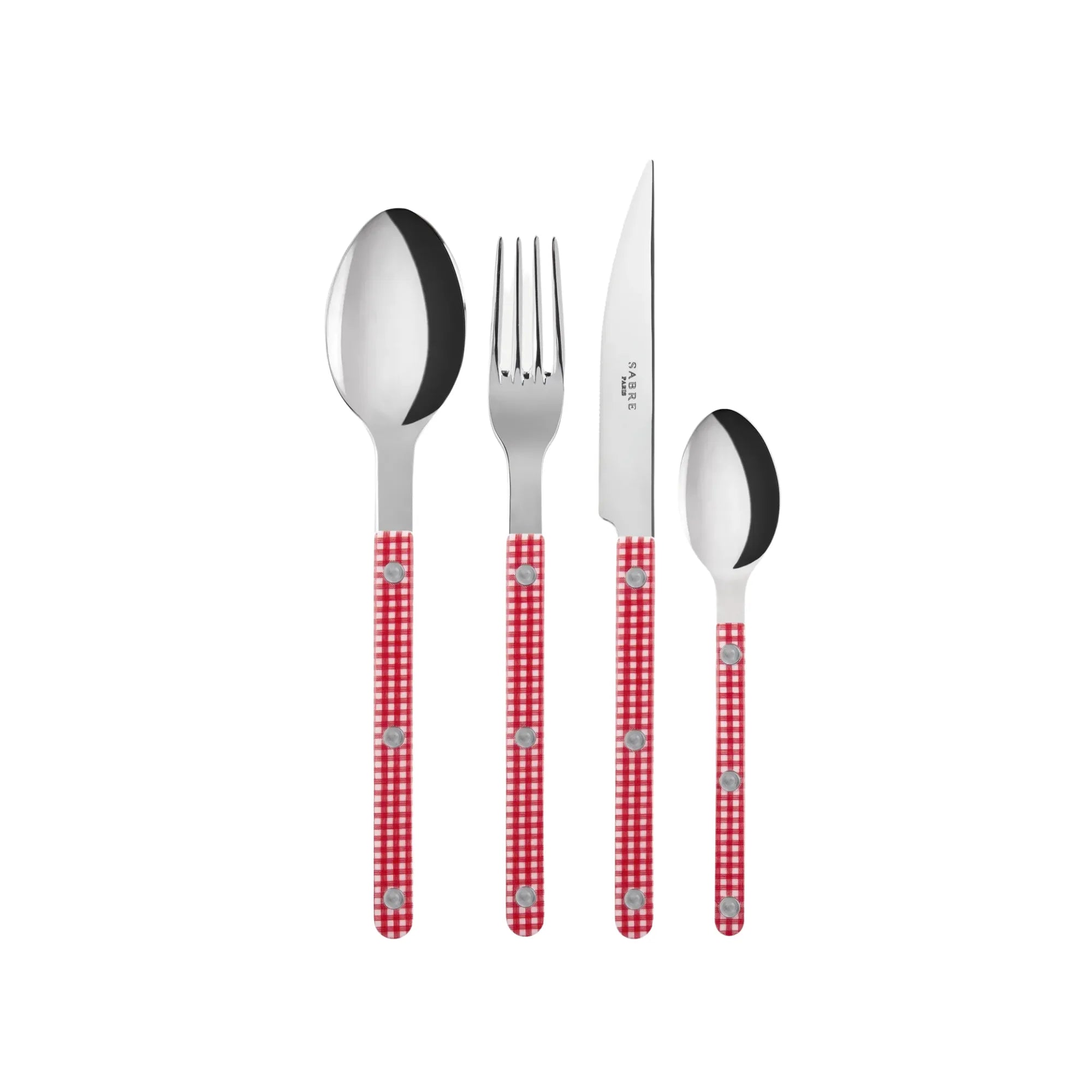 Stylish and durable Bistrot Gingham Cutlery Set with classic checkered pattern