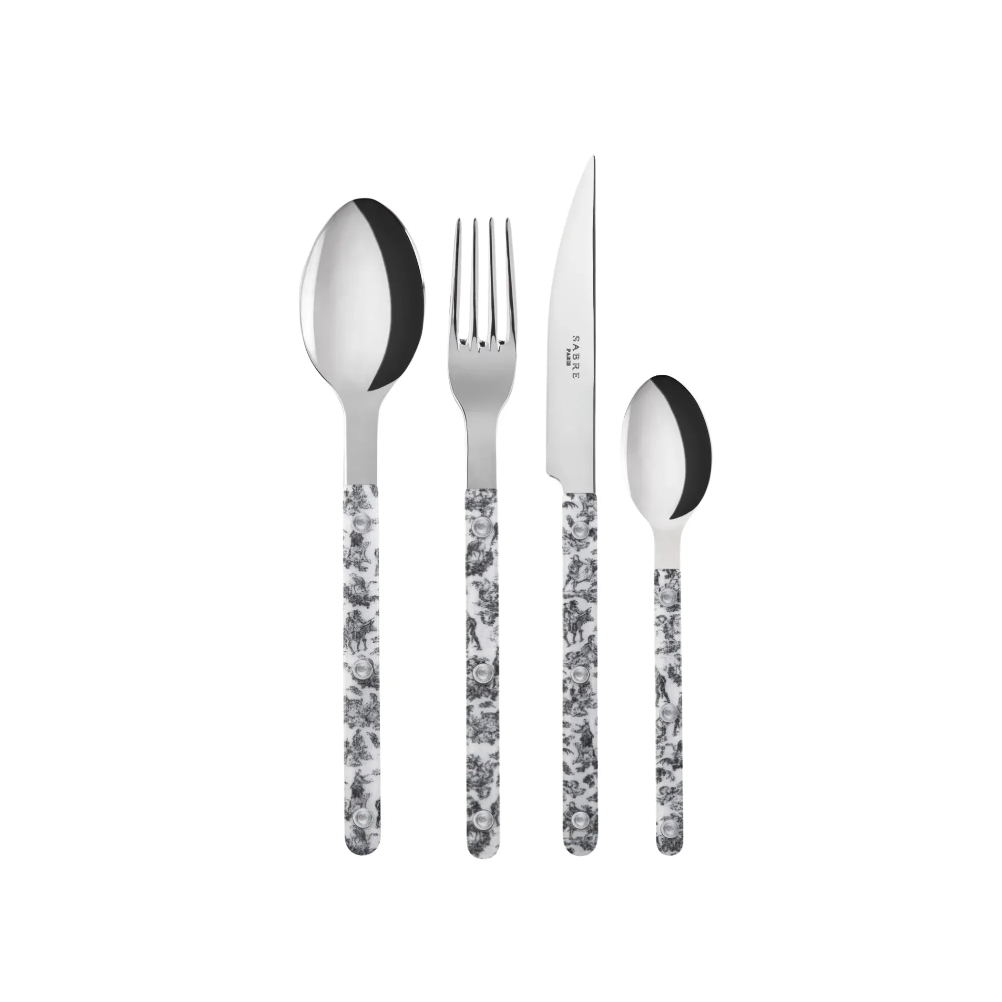 Bistrot Toile Cutlery Set featuring delicate floral pattern on handles