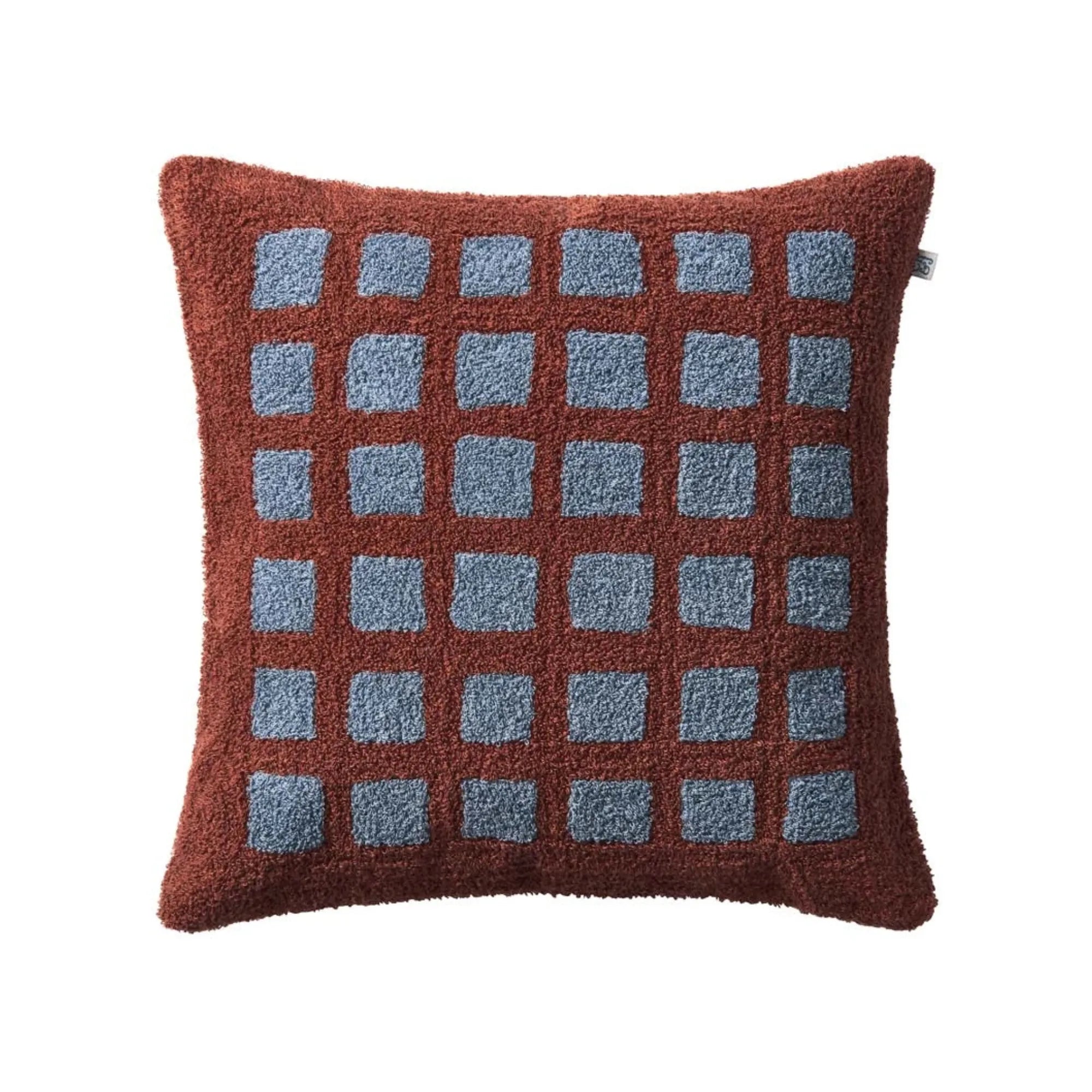 Mohan Boucle Cushion in Terracotta and Dusty Blue adds warmth and texture to any space