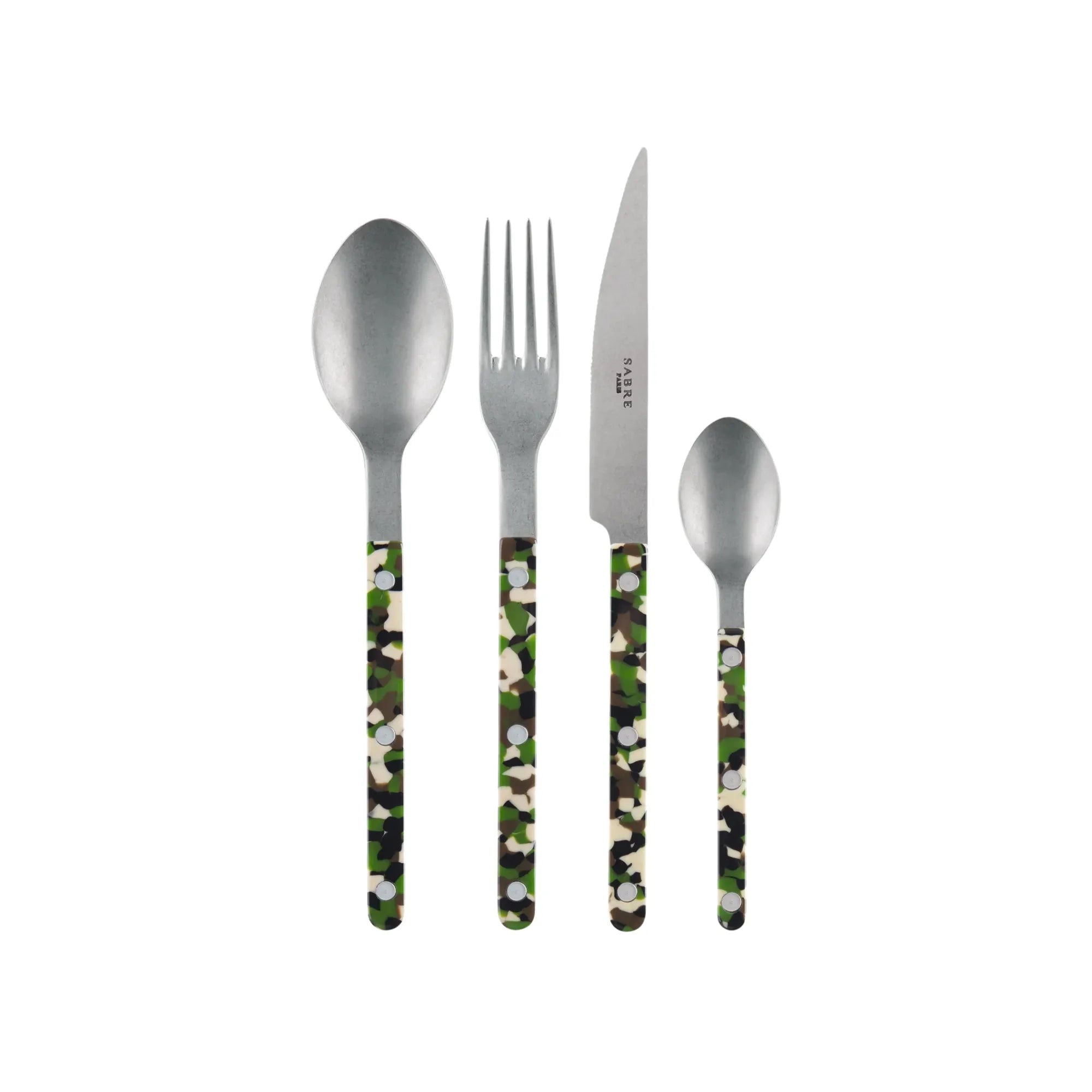 Bistrot Camouflage Cutlery Set on a White Background