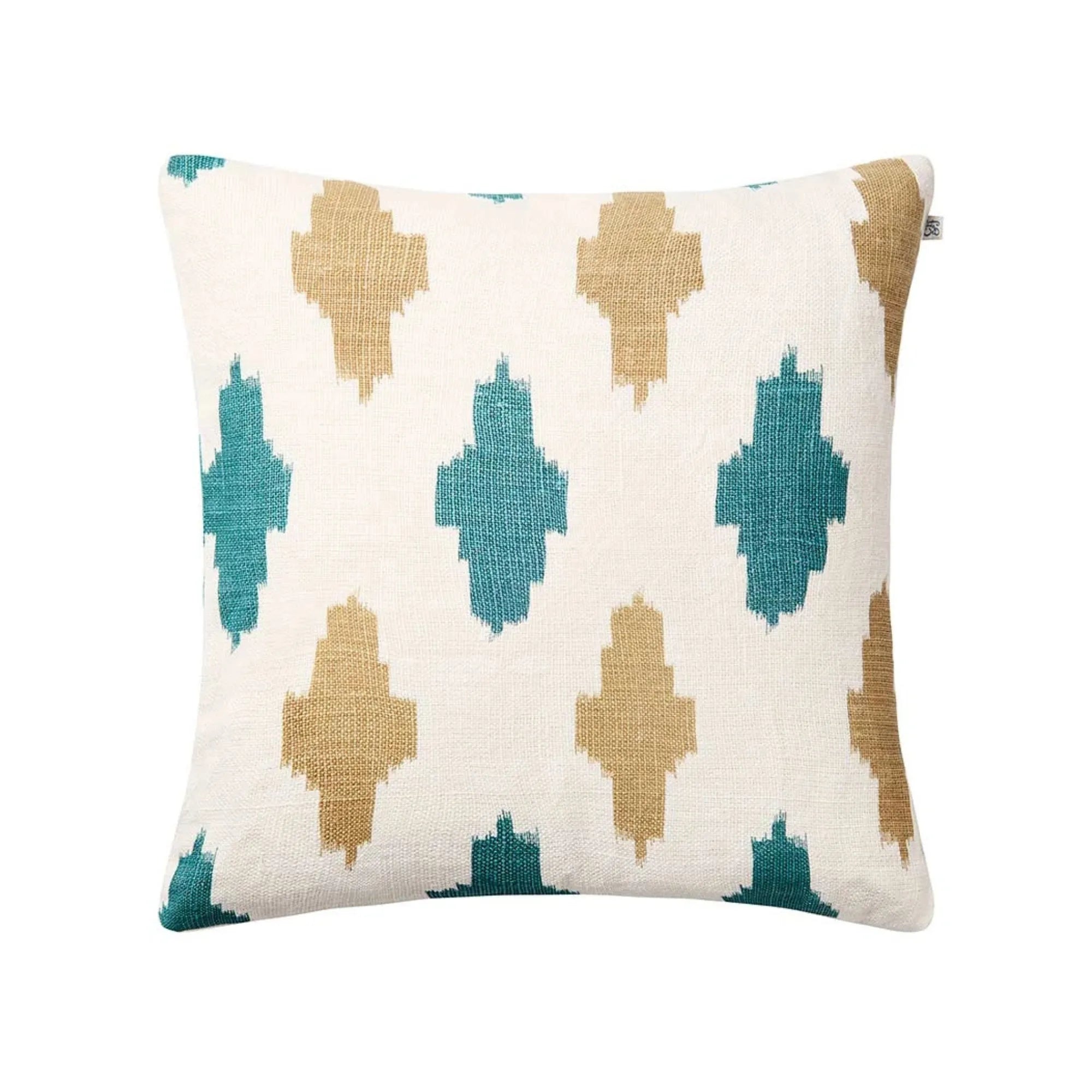 Ikat Agra Cushion Pillow - Off White/Heaven Blue/Khaki