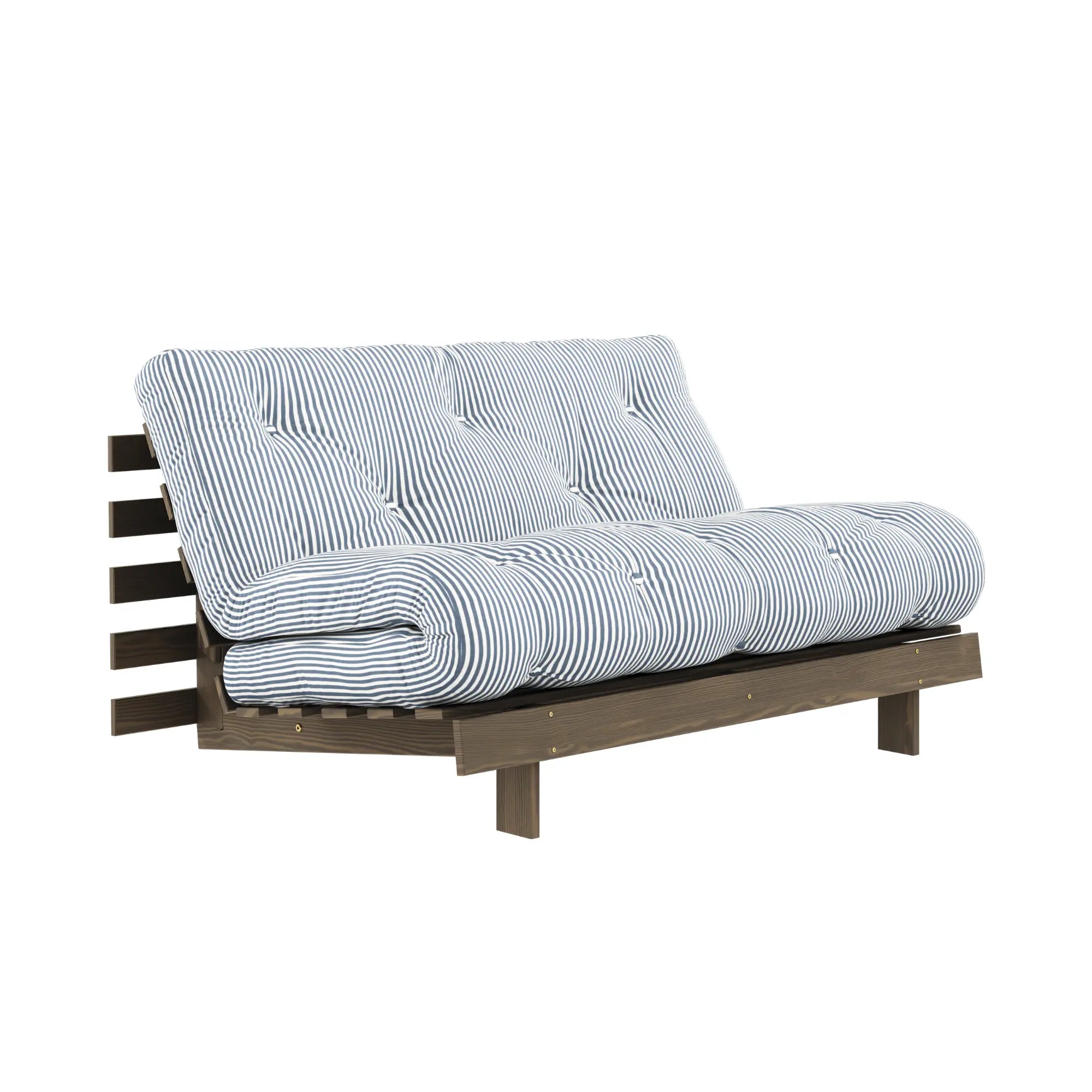 Modern Roots Sofa Bed in Dark Gray Fabric with Adjustable Backrest and Chrome Legs