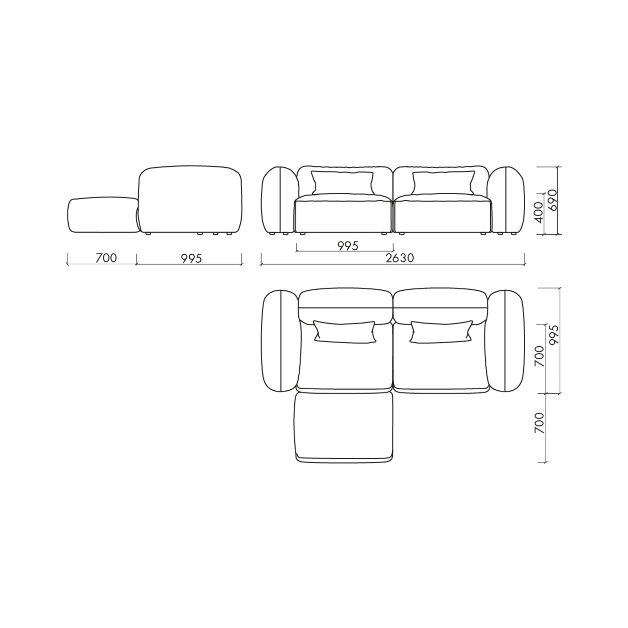 Yaro 3 Seater Corner Sofa