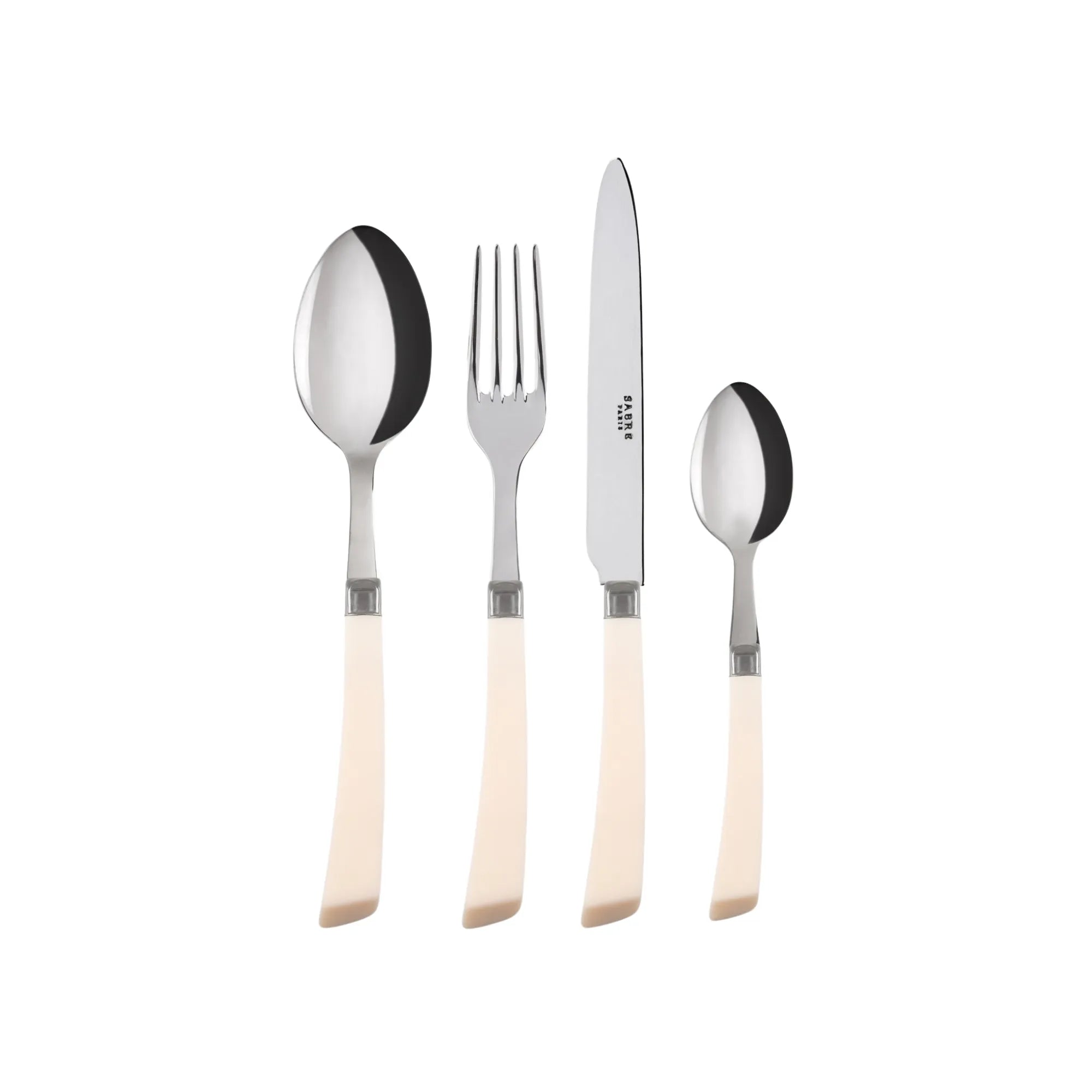 Stainless steel Numéro 1 Cutlery Set with knives, forks, and spoons in a sleek black storage block