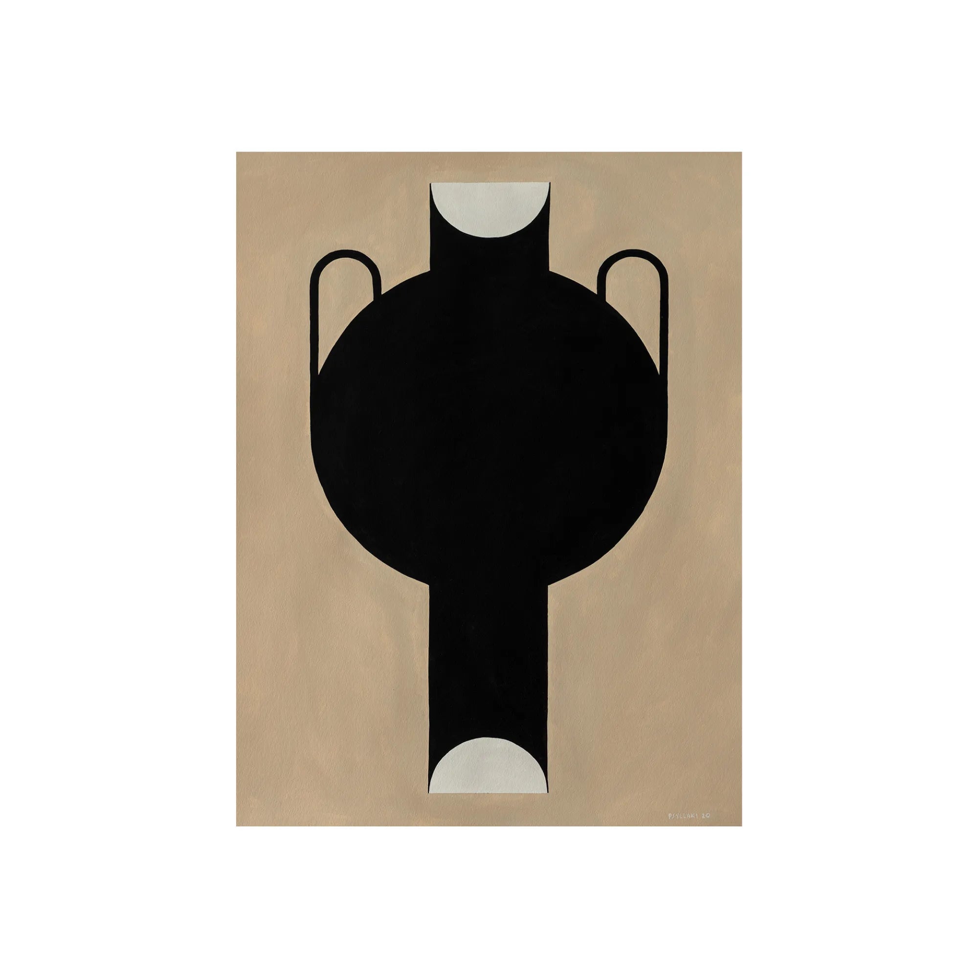 Minimalistic black and white silhouette of a decorative vase