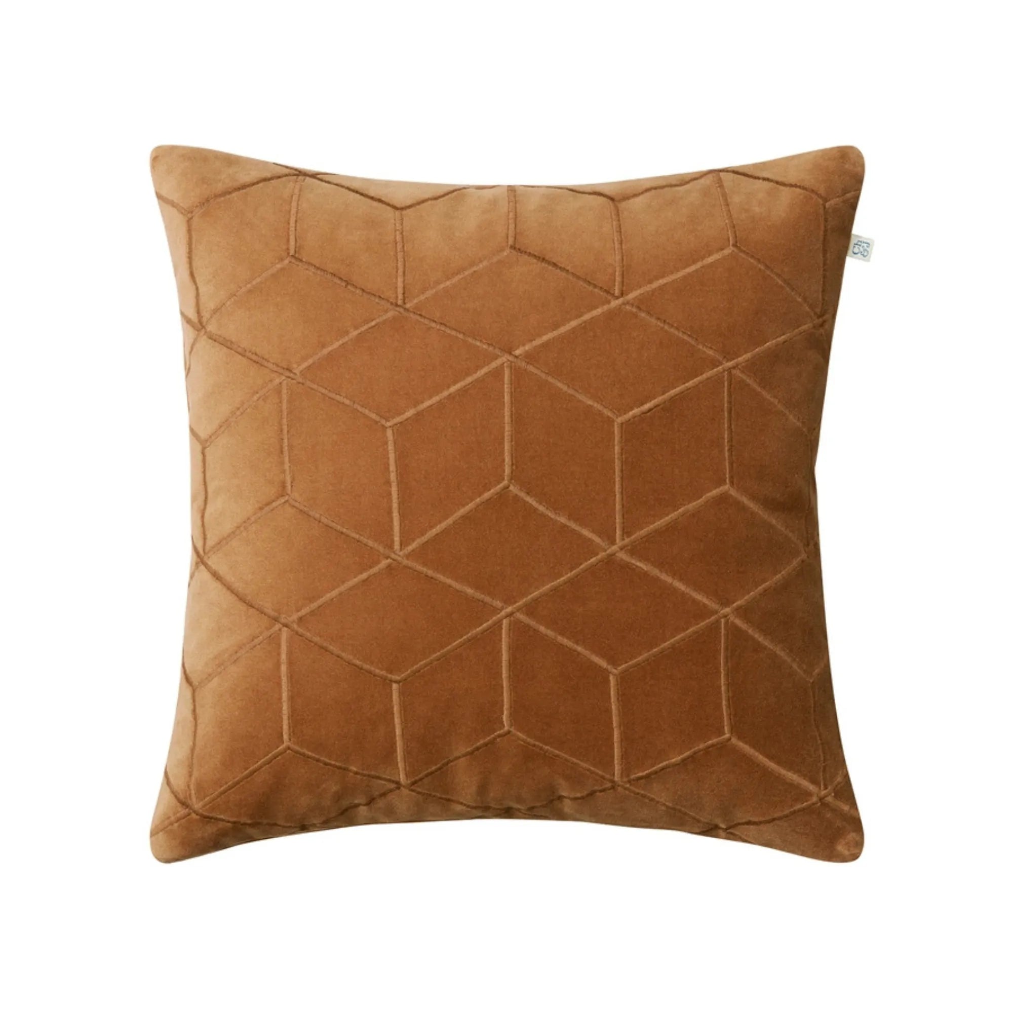 Vir Velvet Cushion Pillow - Cognac in luxurious deep brown shade with soft, plush texture and elegant design