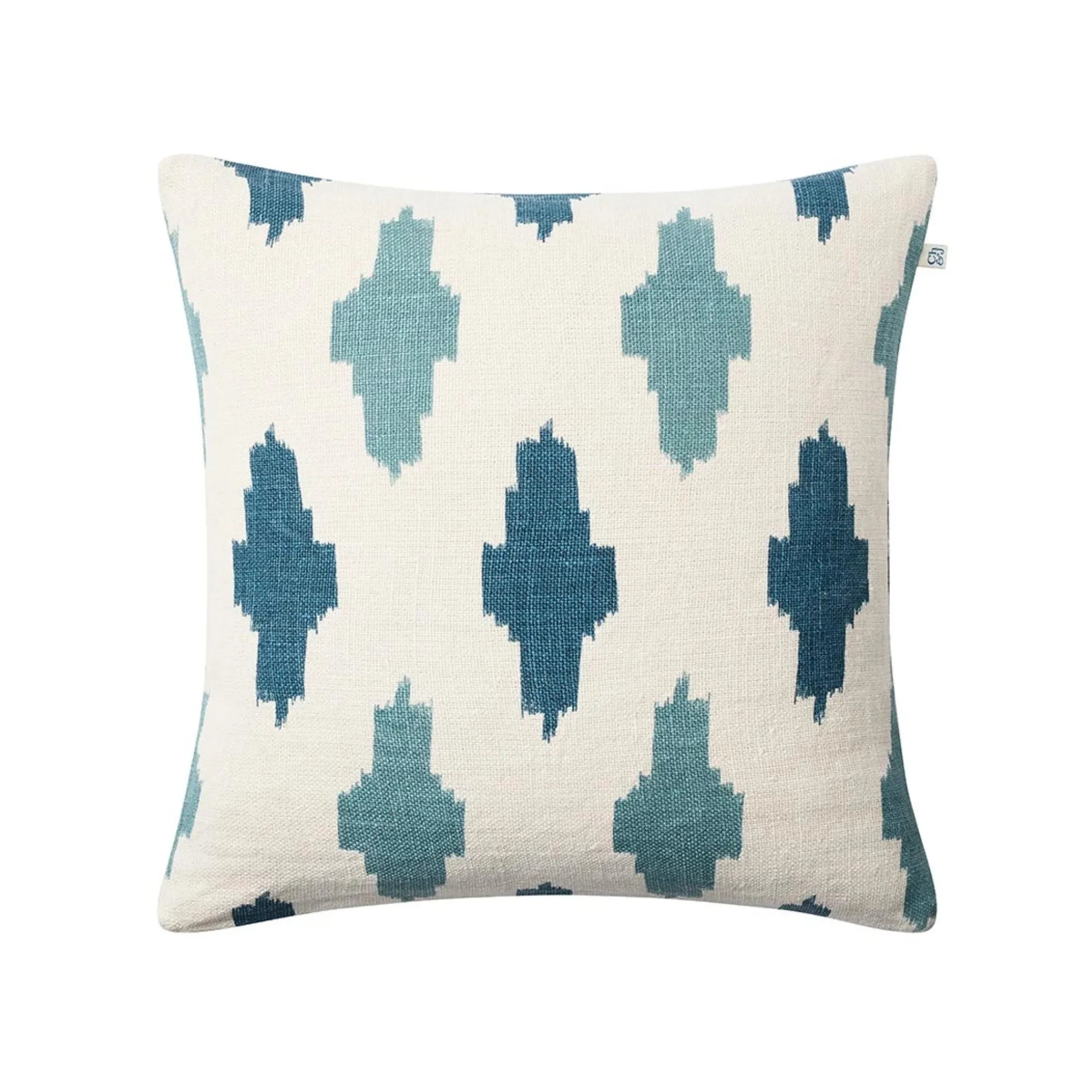 Ikat Agra Cushion Pillow - Off White/Heaven Blue/Palace Blue