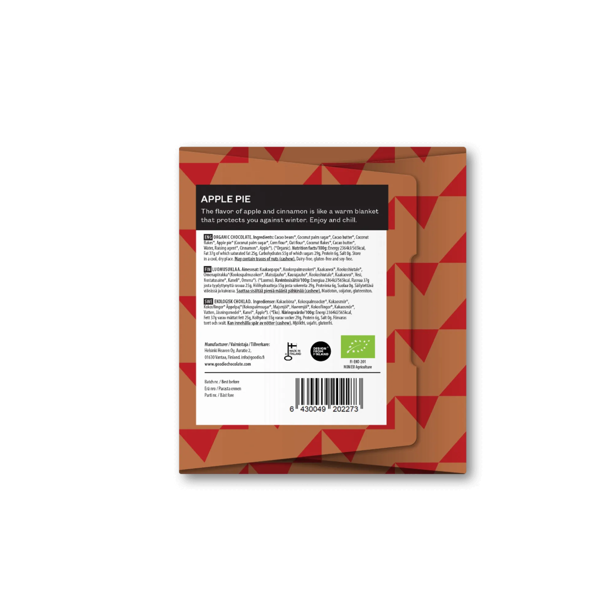 Gourmet apple pie chocolate treat with a luscious blend of apple and cocoa flavors