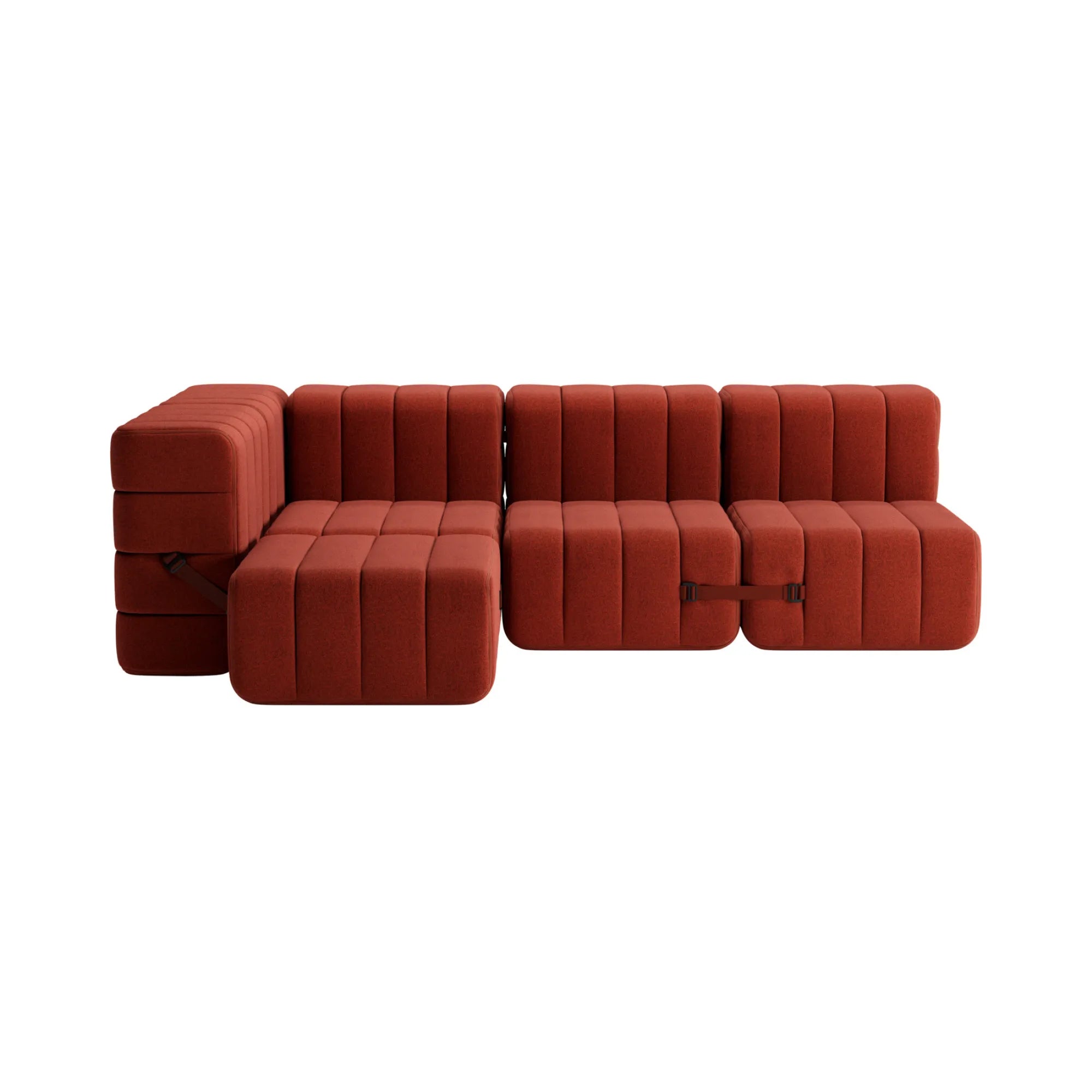  Spacious L-shaped sofa with soft fabric and adjustable headrests