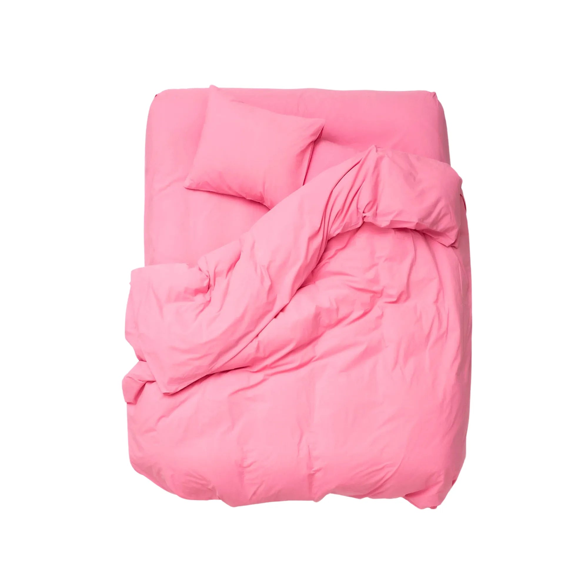 Cotton Percale Bedding - Bubblegum in Queen size with pink stripes and matching pillowcases