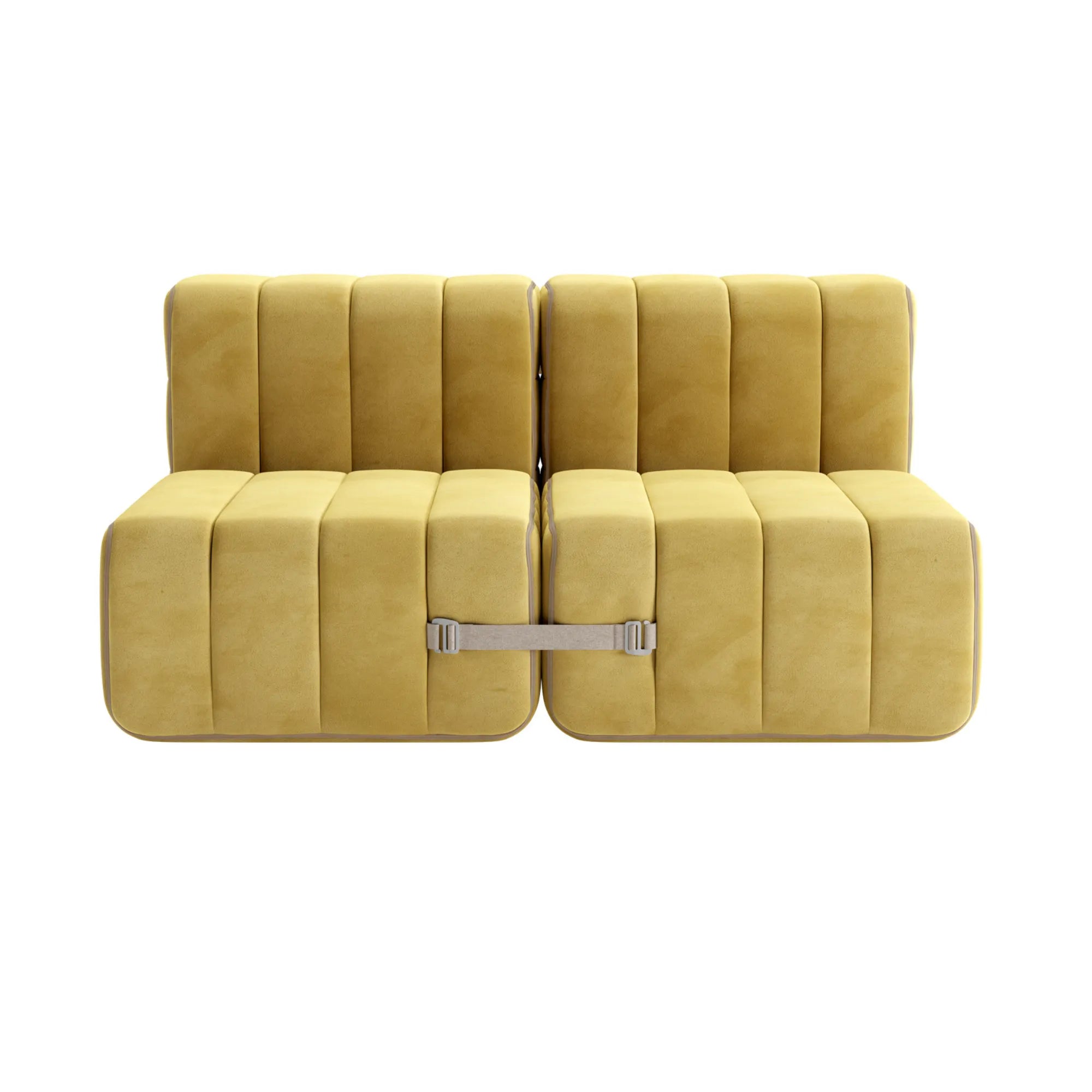 Curt Sofa System - Fabric Barcelona in Olive with Mid-Century Modern Style