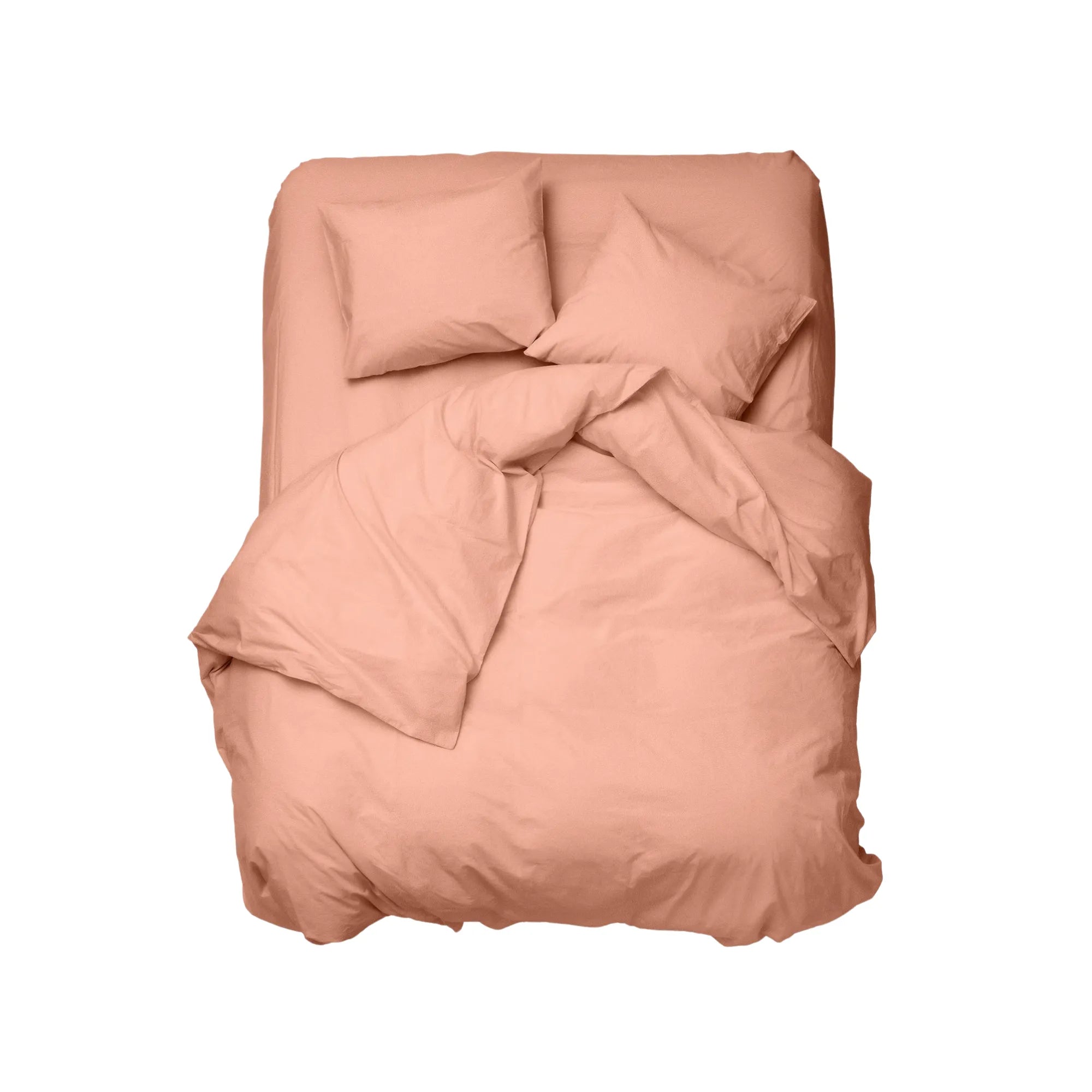 Cotton percale bedding in desert clay color, with a soft and smooth texture