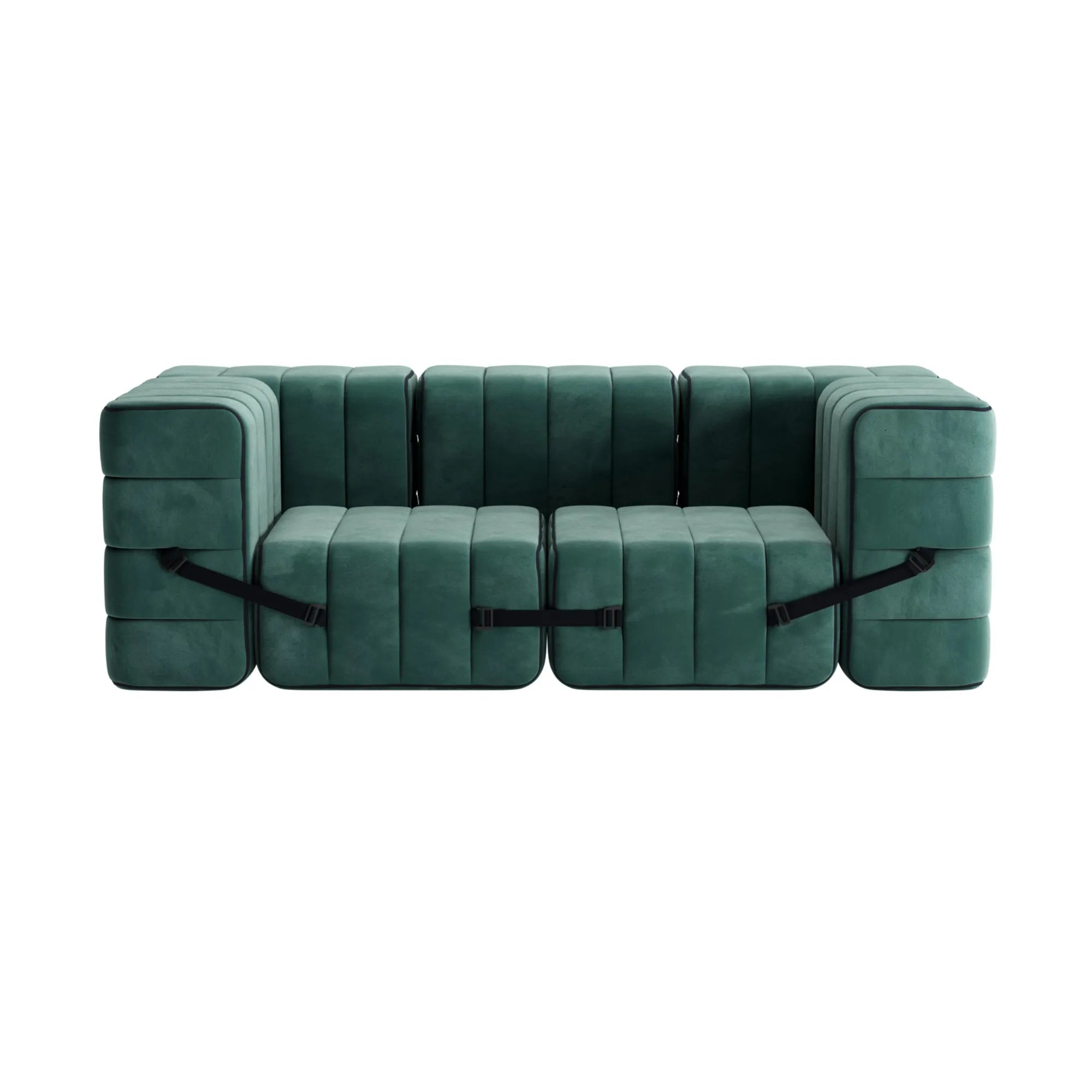 A sleek and modern Curt sofa system in fabric Barcelona upholstery