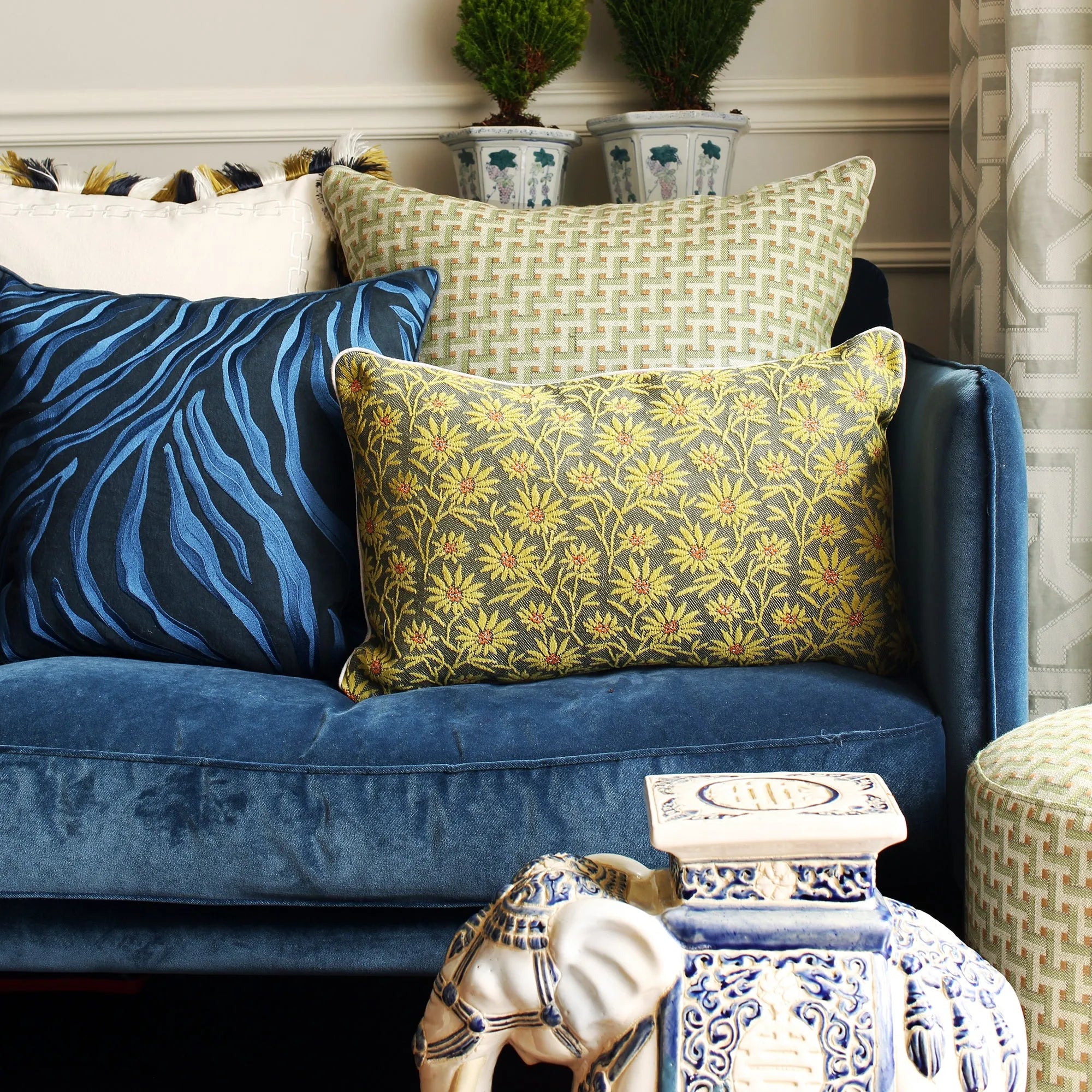 Soft and stylish Jeanne Cushion with Frills, perfect for adding a touch of elegance to any living space