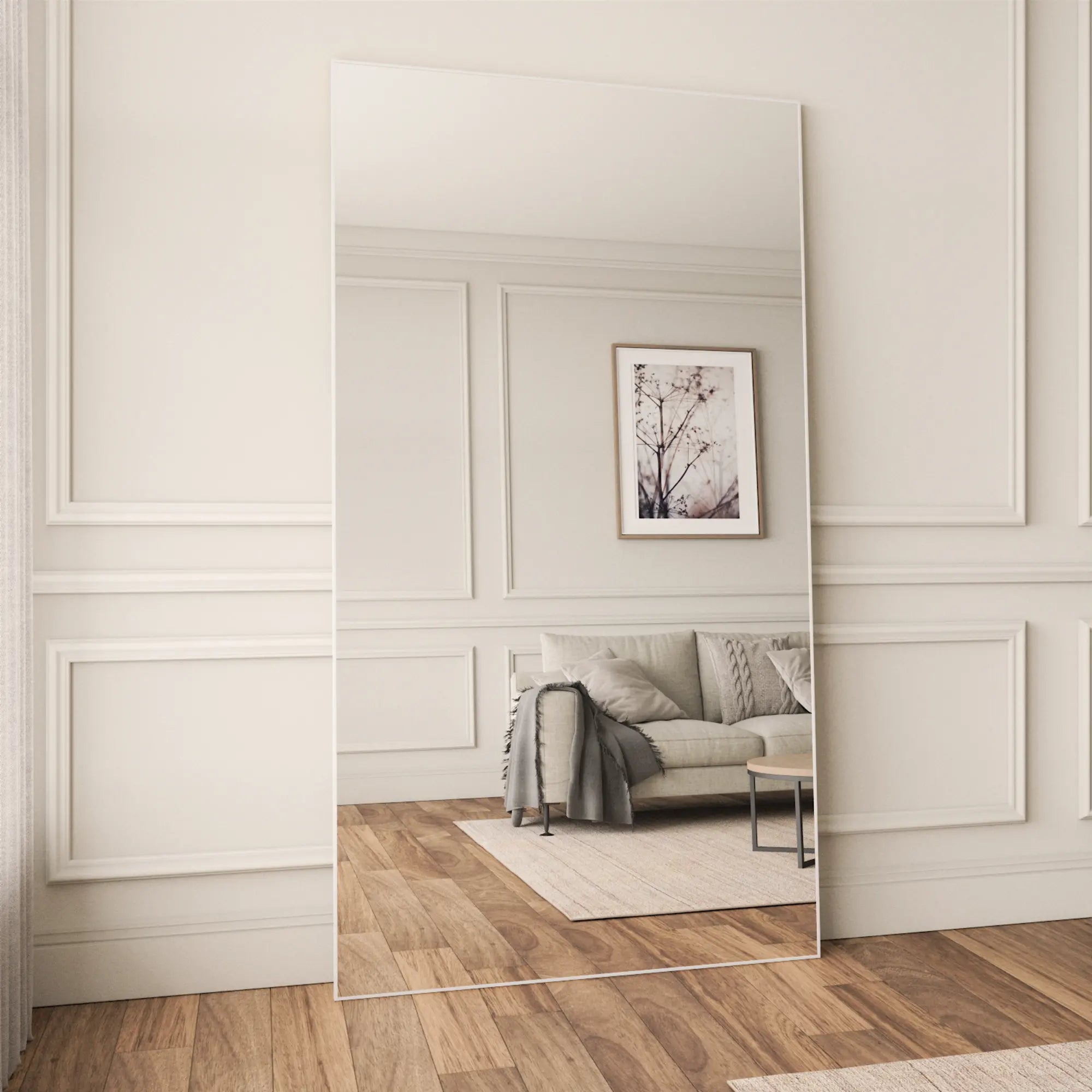 Chic Full Length Mirror with Sleek Teak Wood Frame