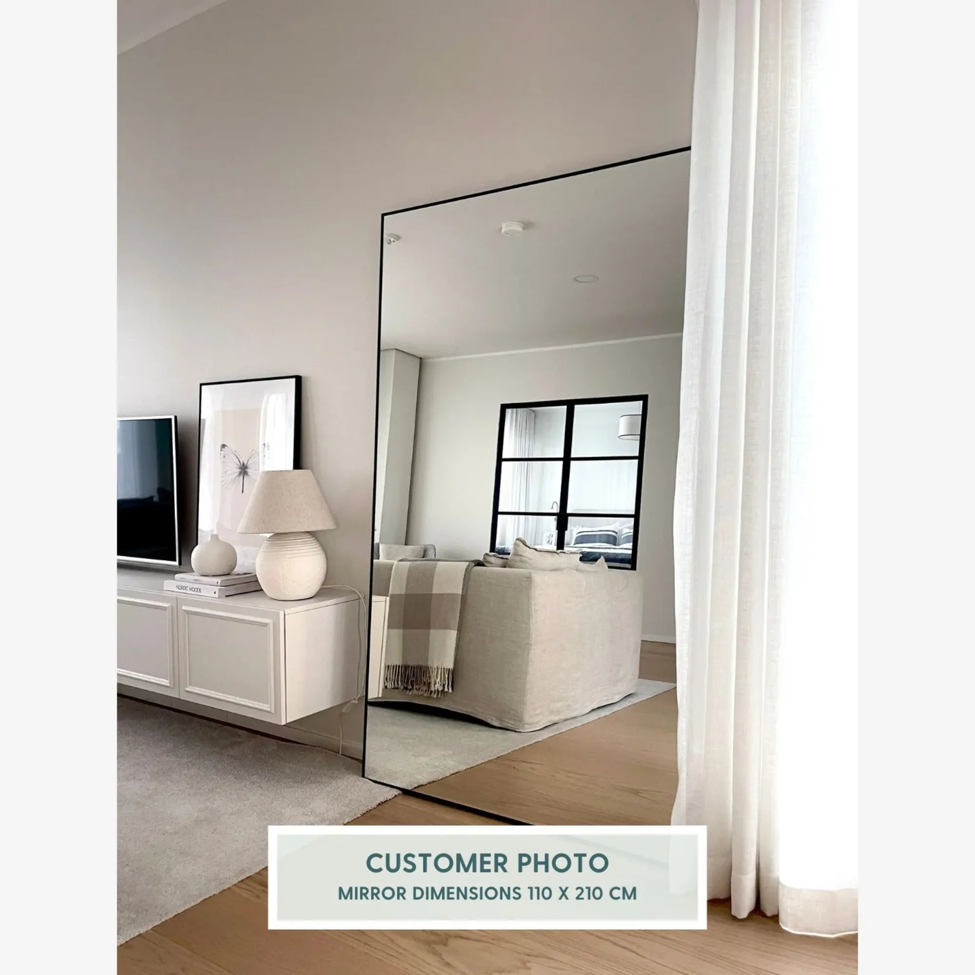 Contemporary Full Length Mirror with Sleek Gold Trim