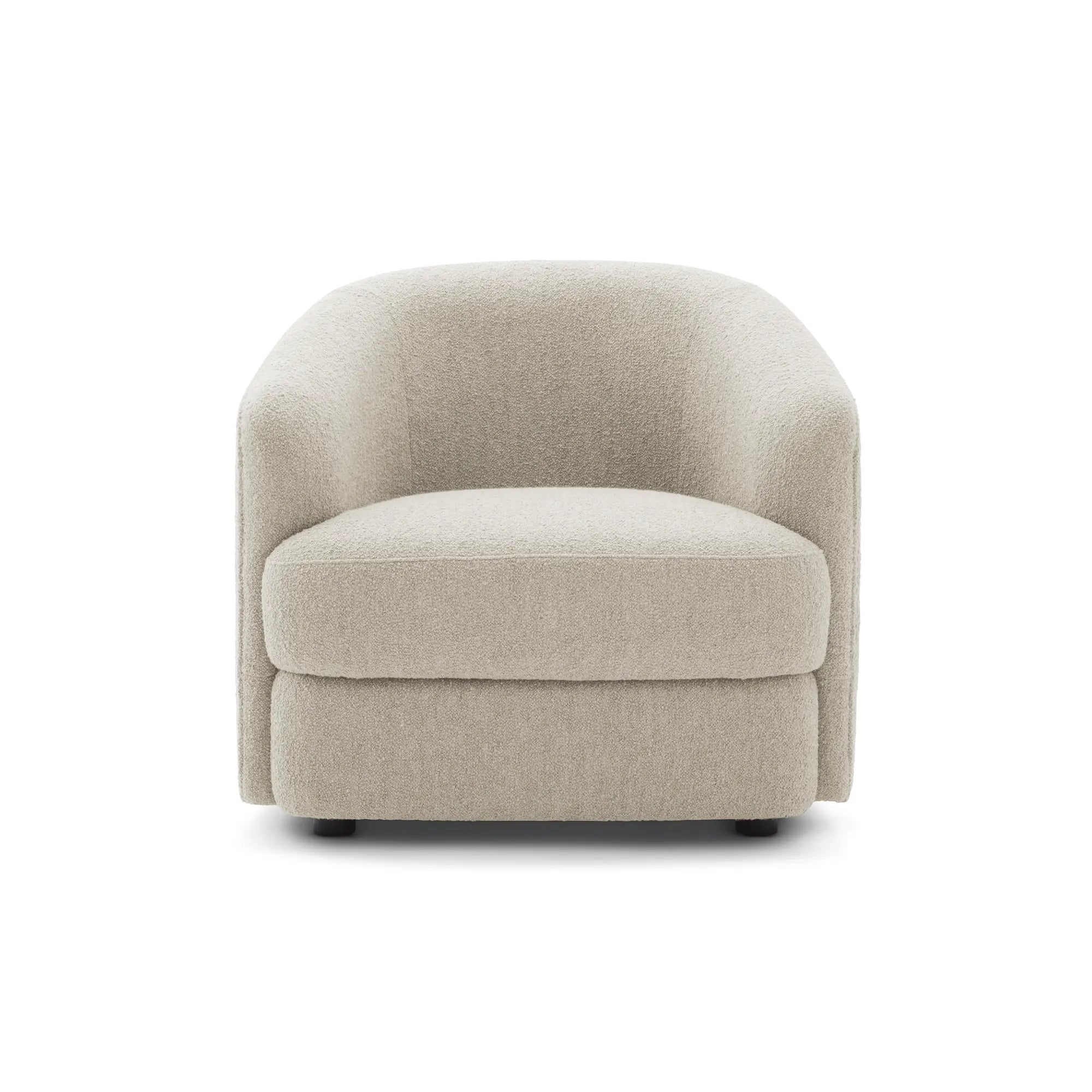 Covent Lounge Chair in elegant cream fabric with solid wood frame and comfortable cushioned seat and backrest