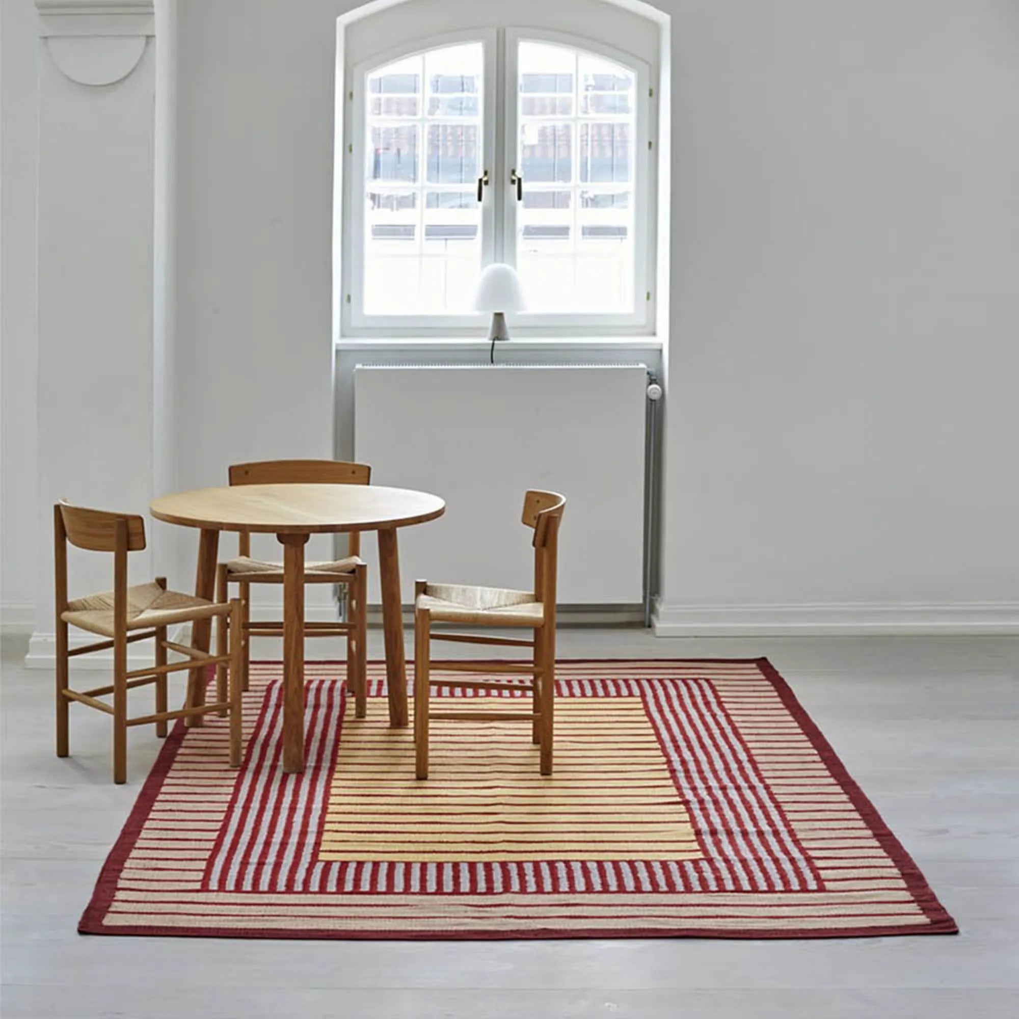 Unique hemp rug with a blend of traditional craftsmanship and contemporary design