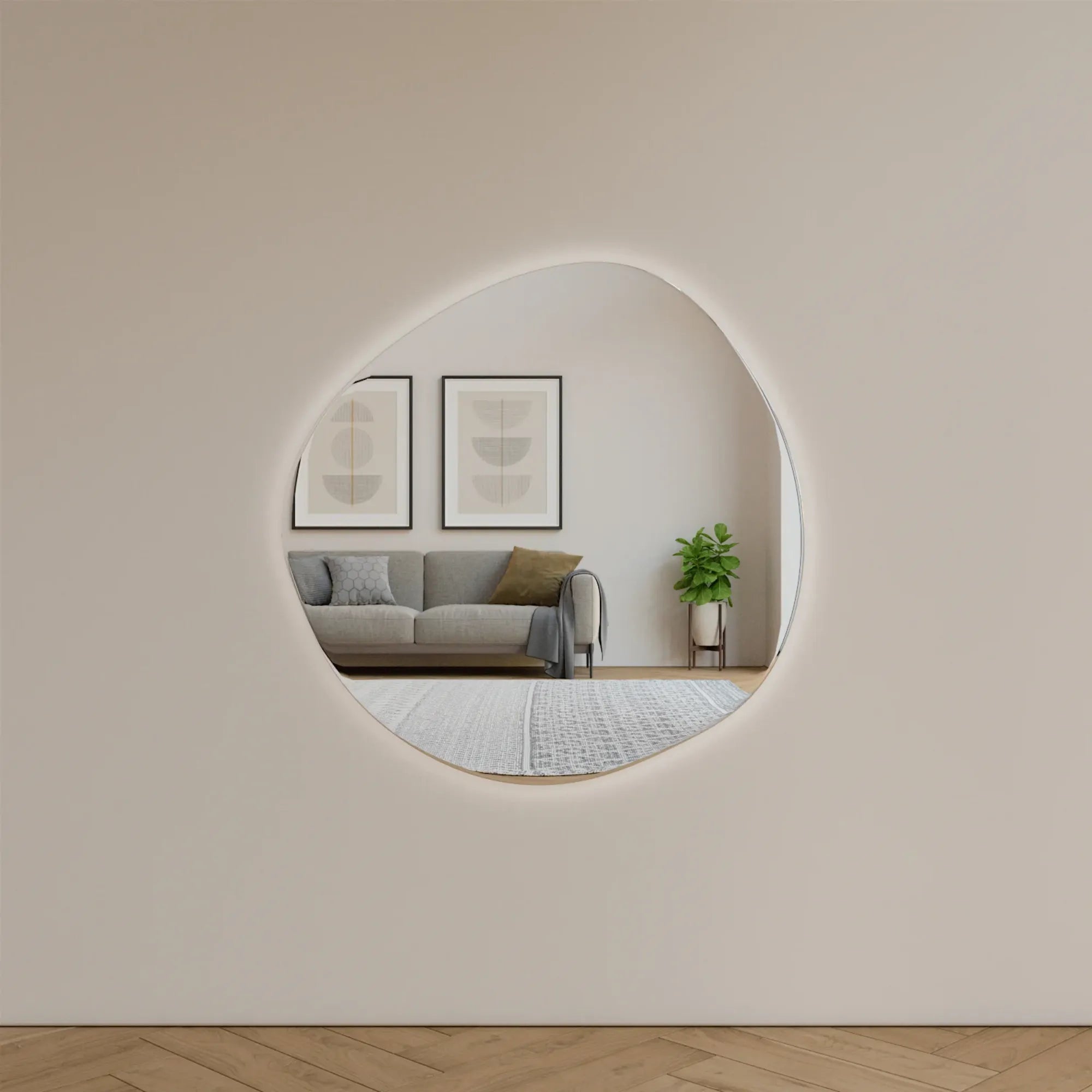 Pebble Mirror with Lights