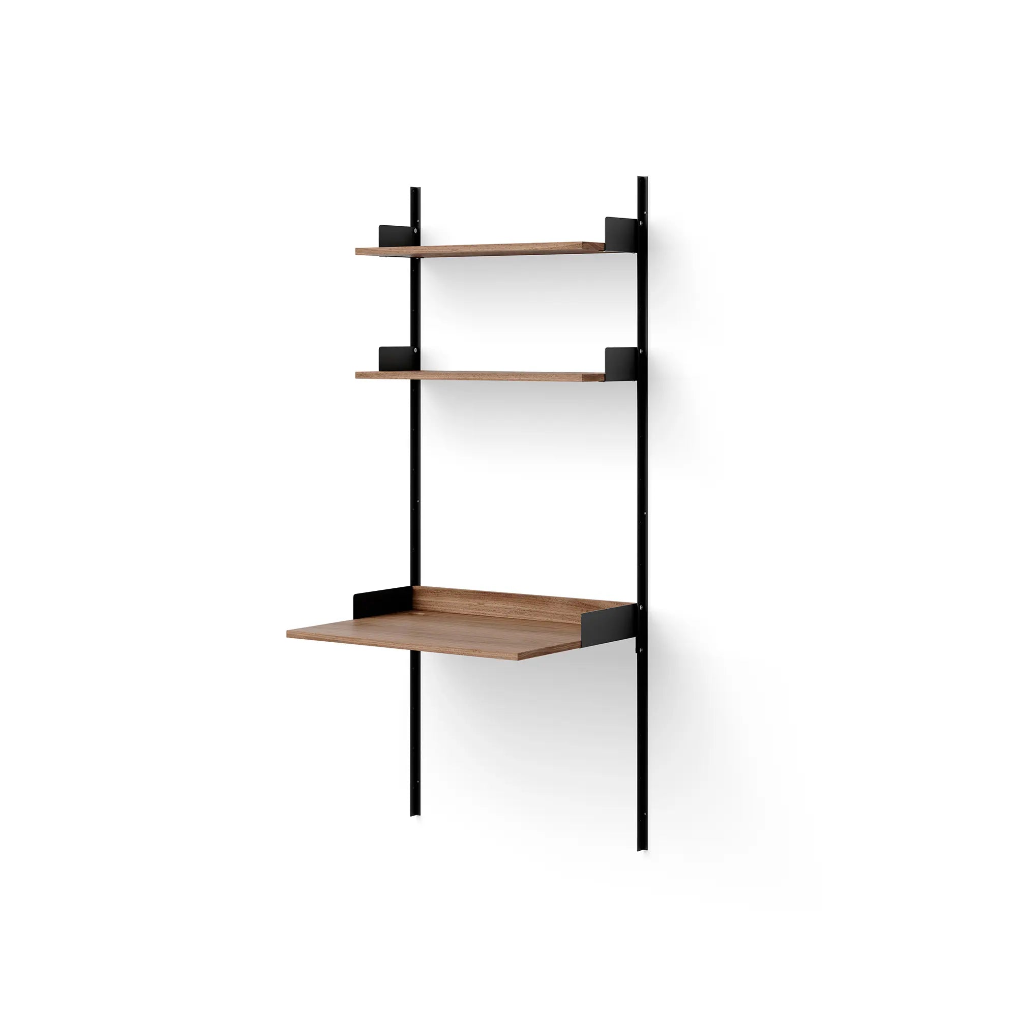  Industrial-style study shelf with metal piping and distressed wood shelves