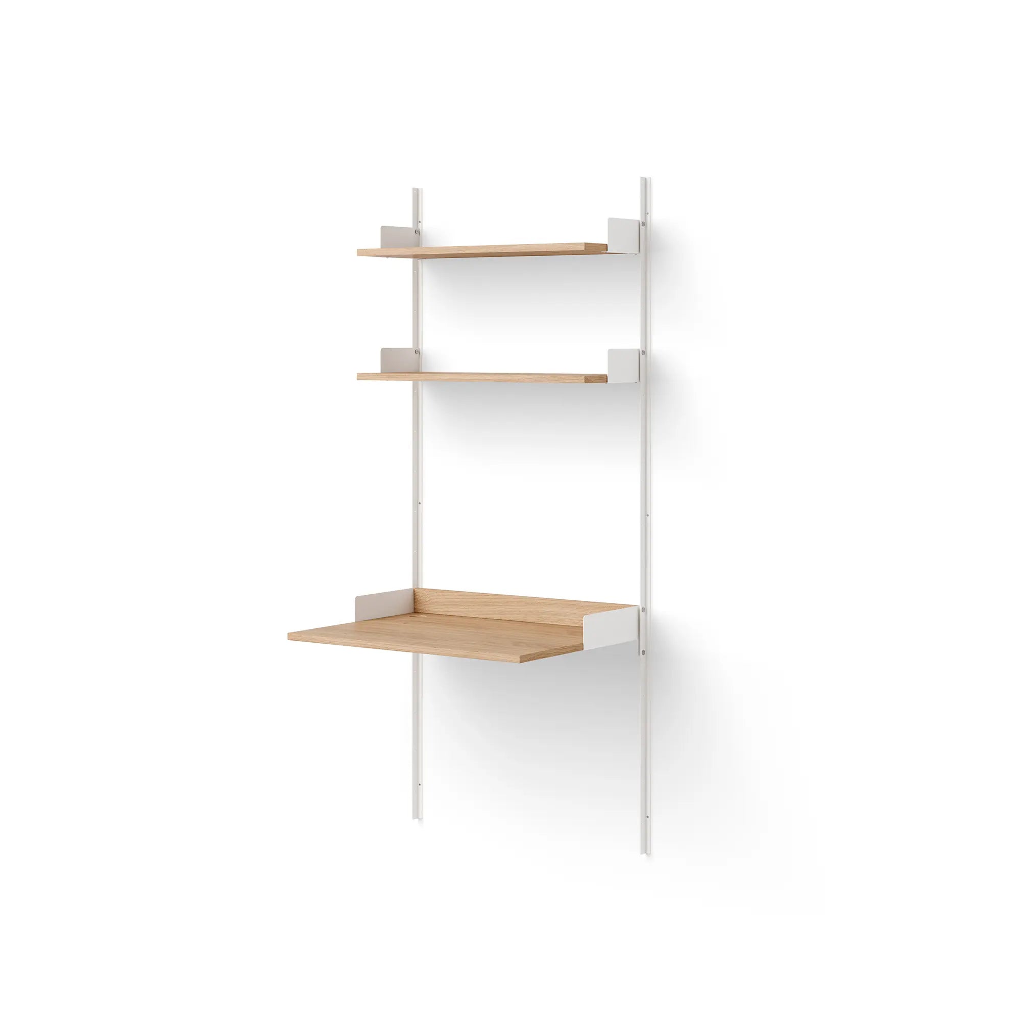  White study shelf with built-in desk and storage compartments