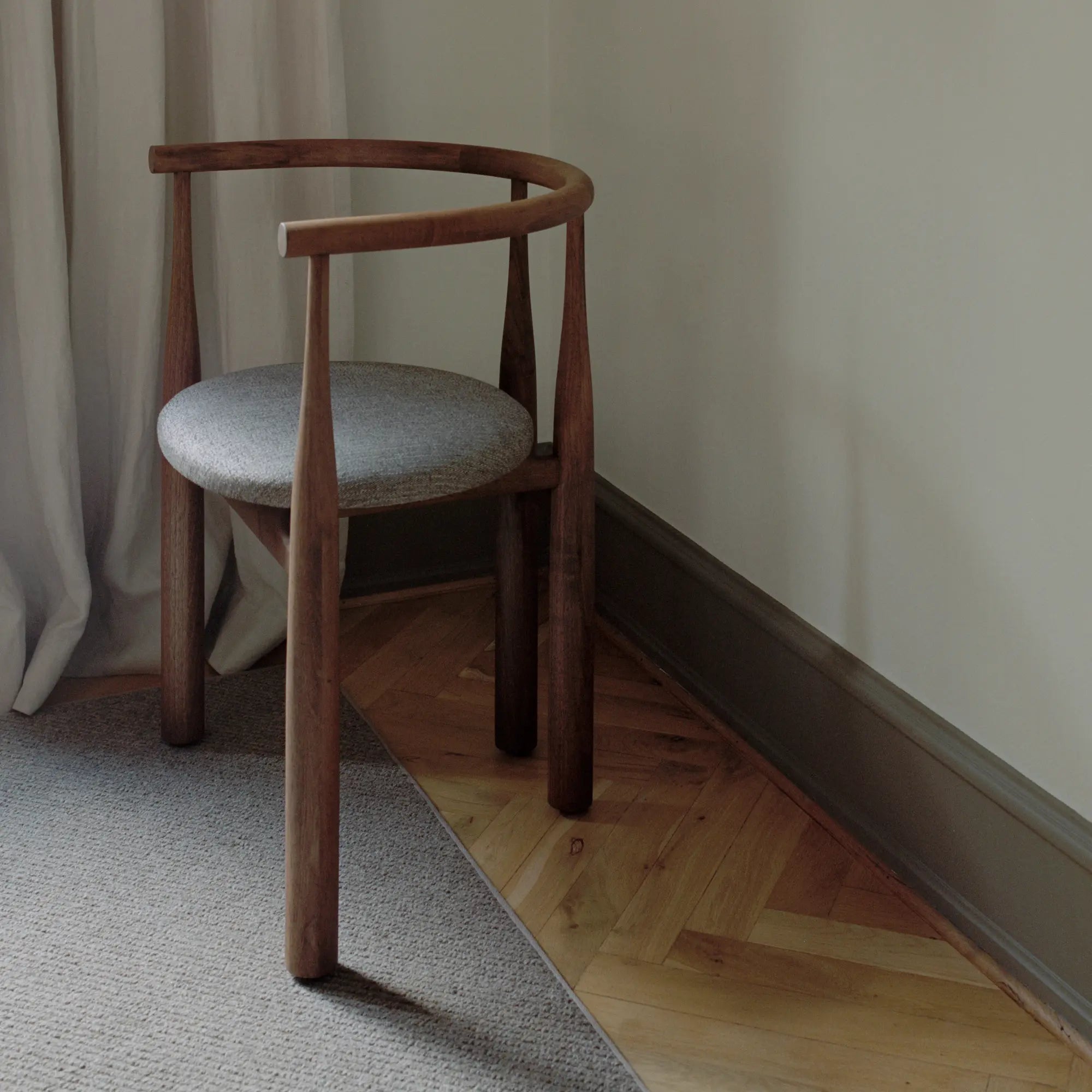 Chic Bukowski Chair with geometric patterned fabric and metal legs