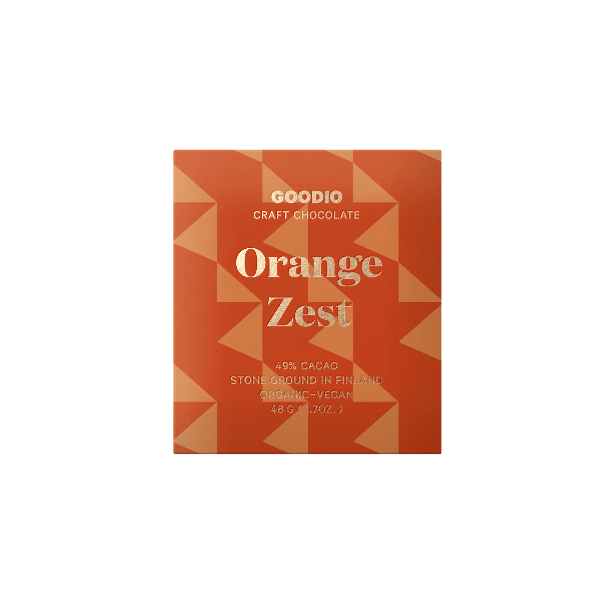 Delicious orange-flavored dark chocolate bar with 49% cocoa content