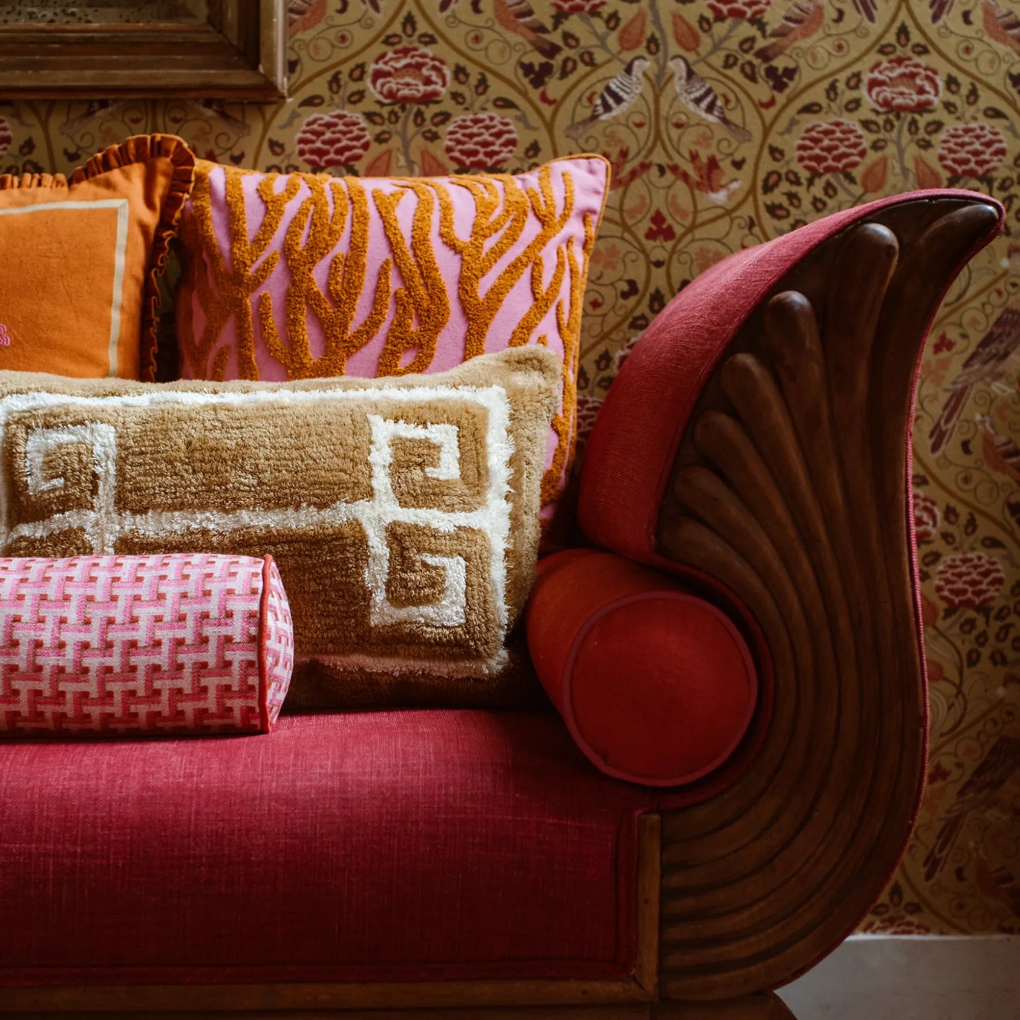 Lauren Cushion in bold, vibrant pink for a playful, energetic touch