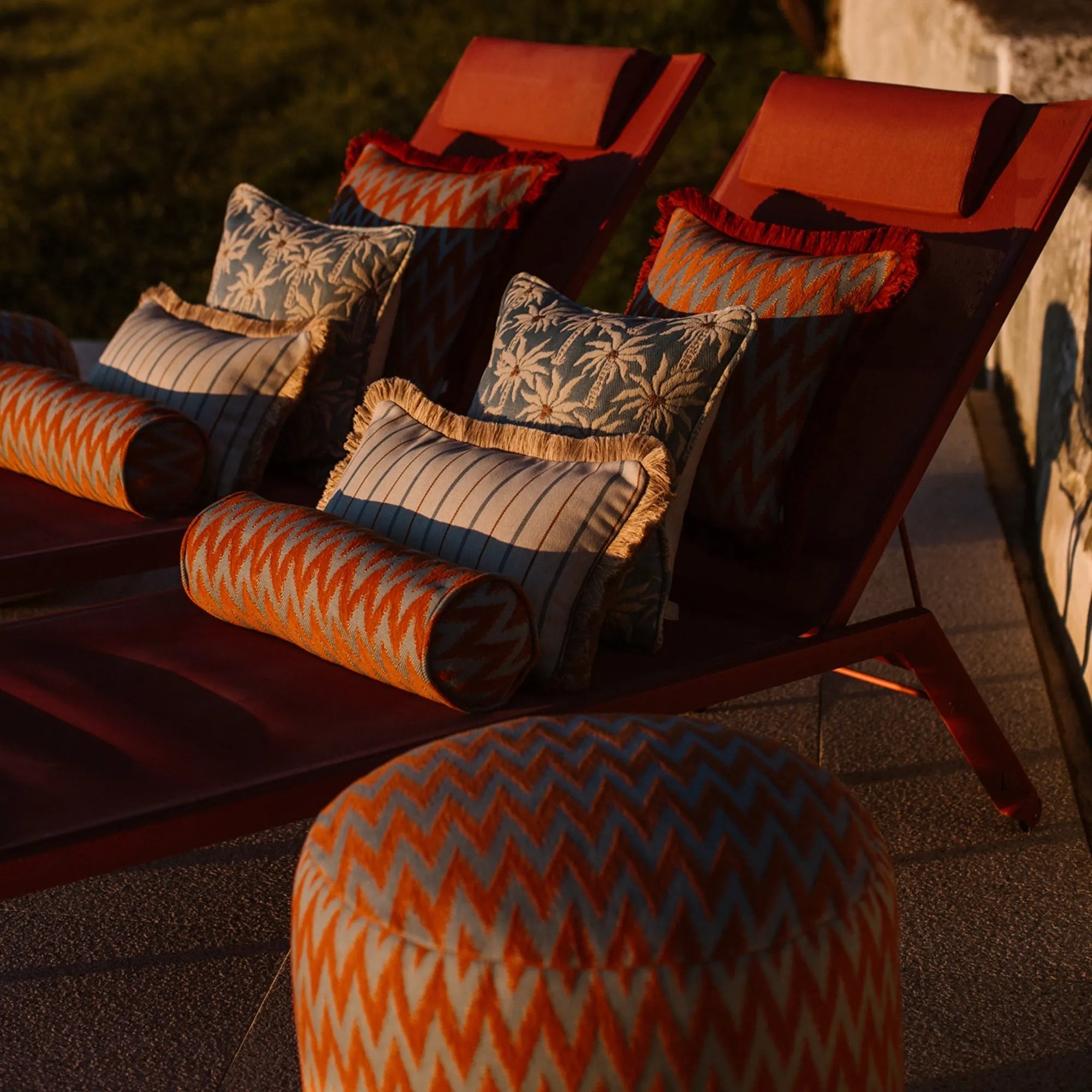 Versatile and stylish Outdoor Rosita Pouf in a modern and neutral color palette