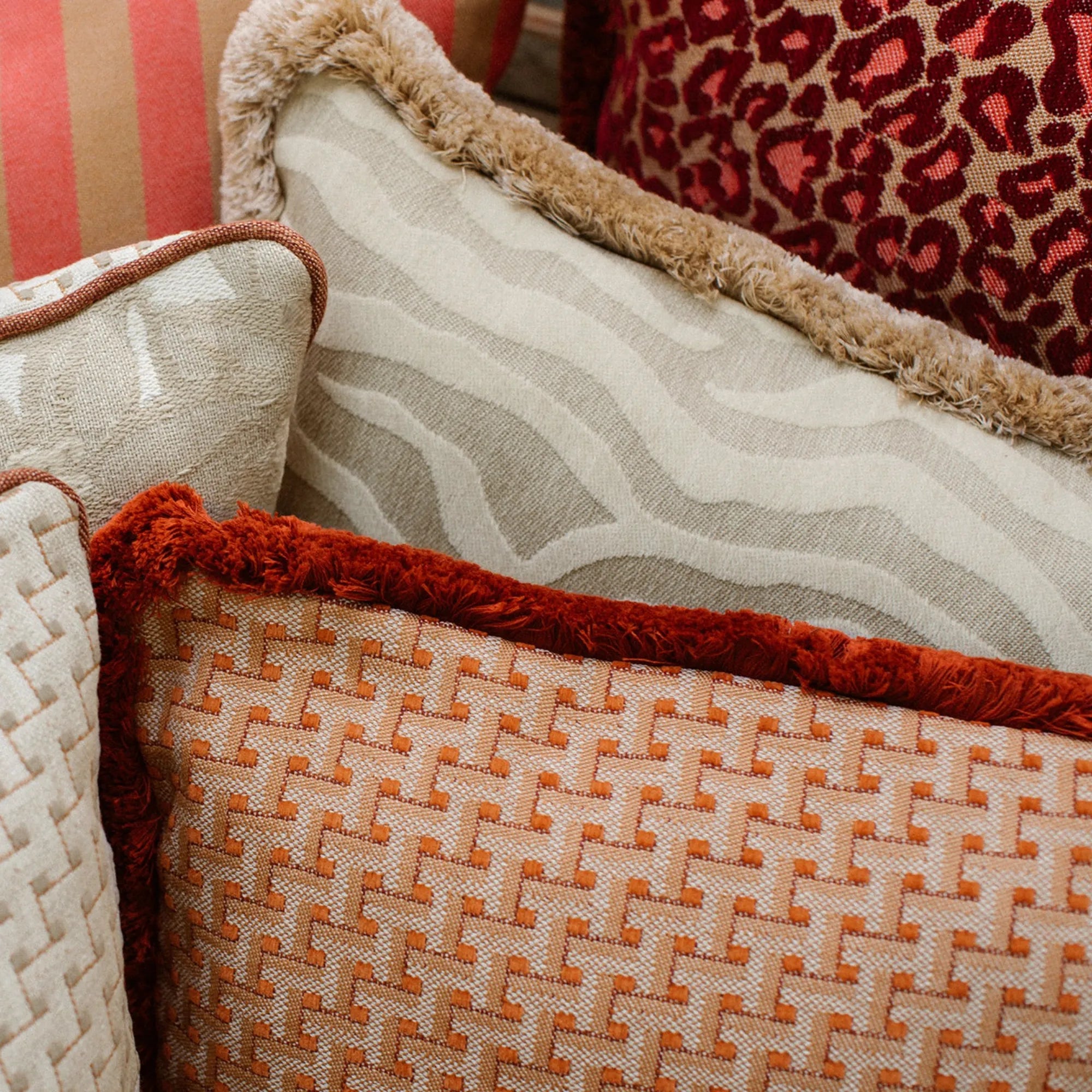  Close-up of Amina Cushion with Frills, showcasing the intricate frill detail and soft texture 