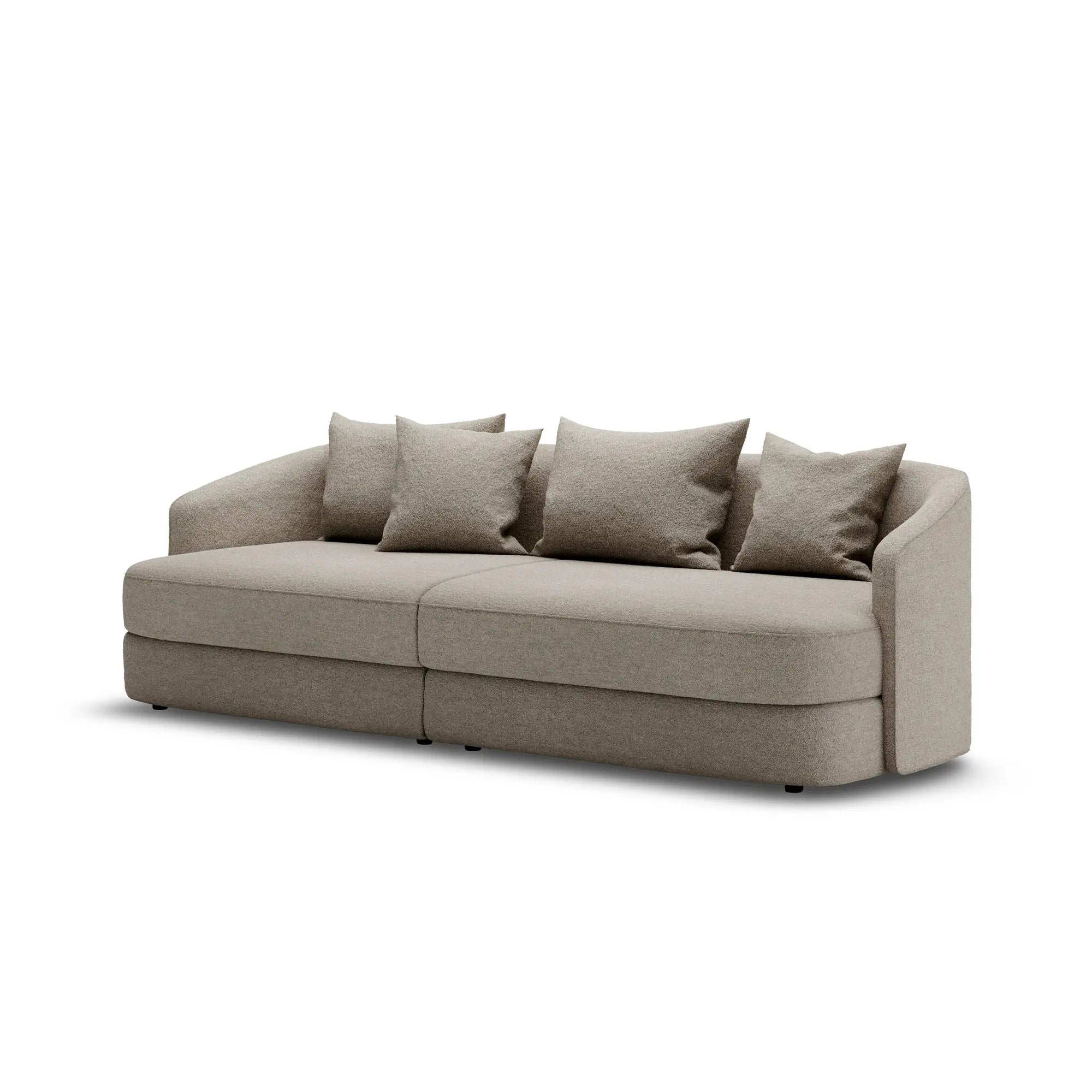 Covent Residential Sofa in Beige Fabric with Tufted Back and Rolled Arms